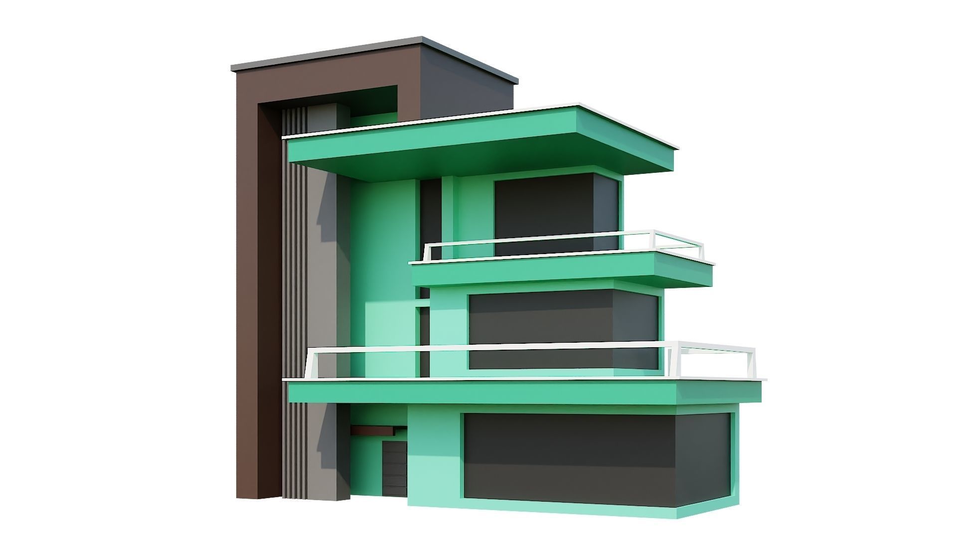 Low-Poly Modern 100 Houses Pack Low-poly 3D model_19