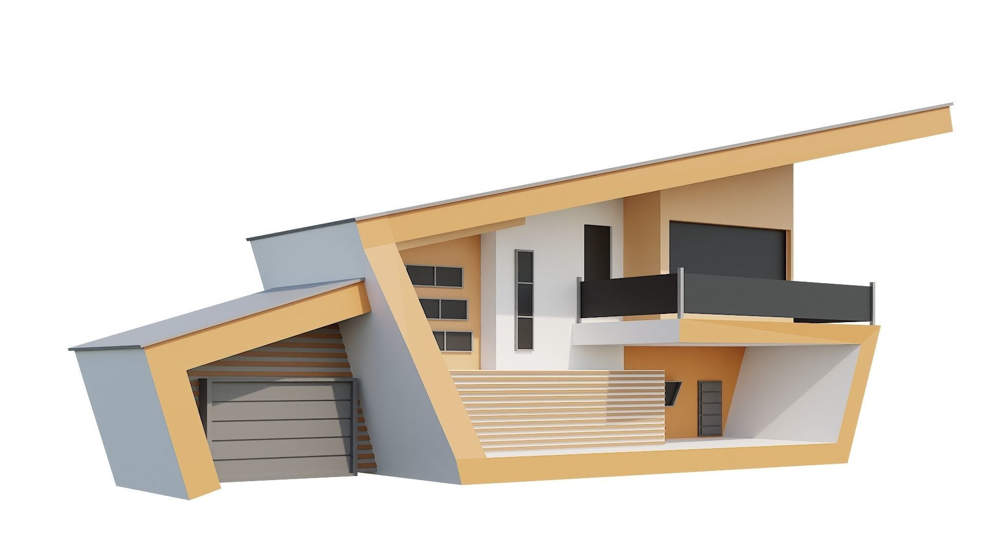 Low-Poly Modern 100 Houses Pack Low-poly 3D model_2