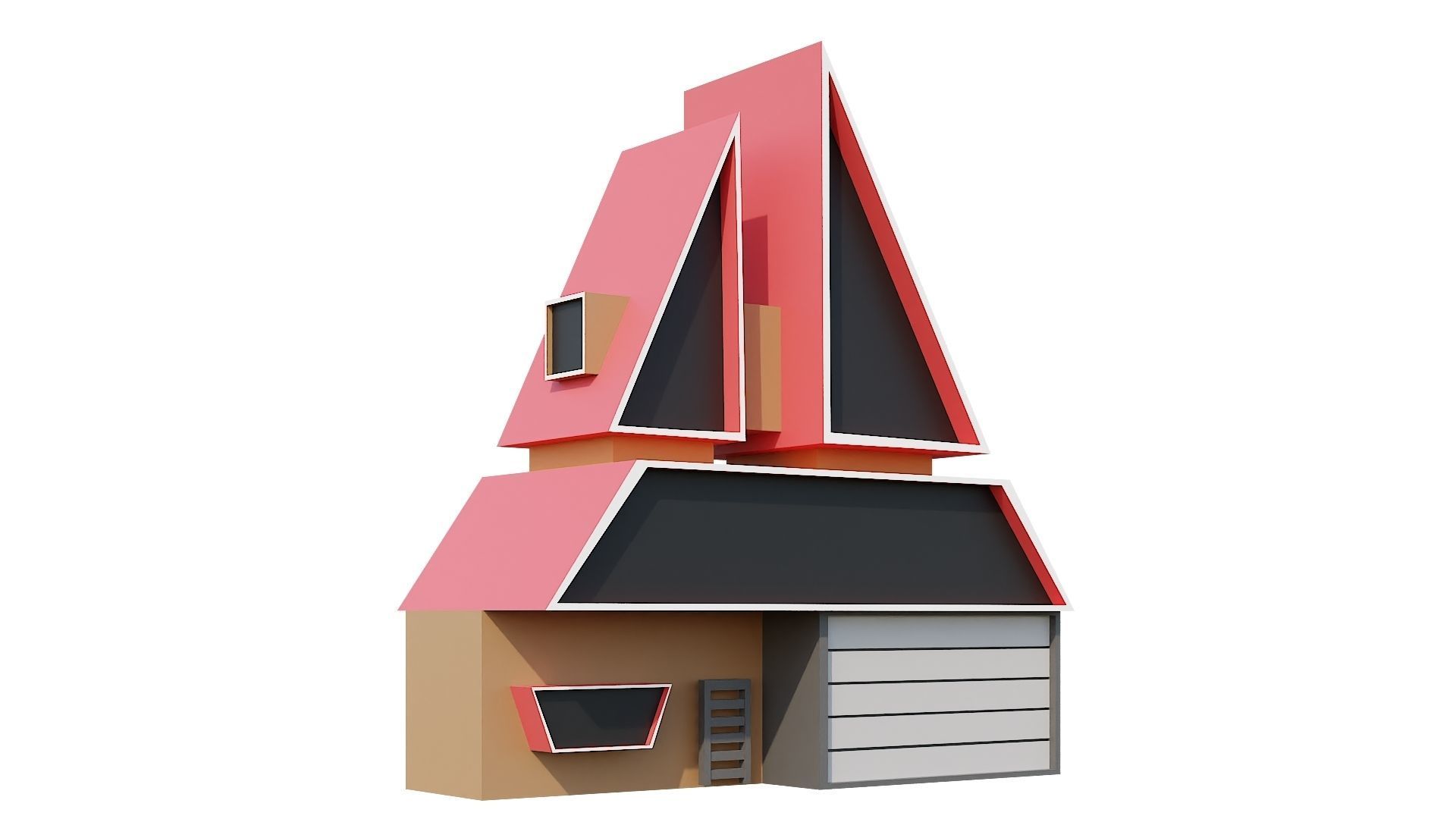 Low-Poly Modern 100 Houses Pack Low-poly 3D model_49