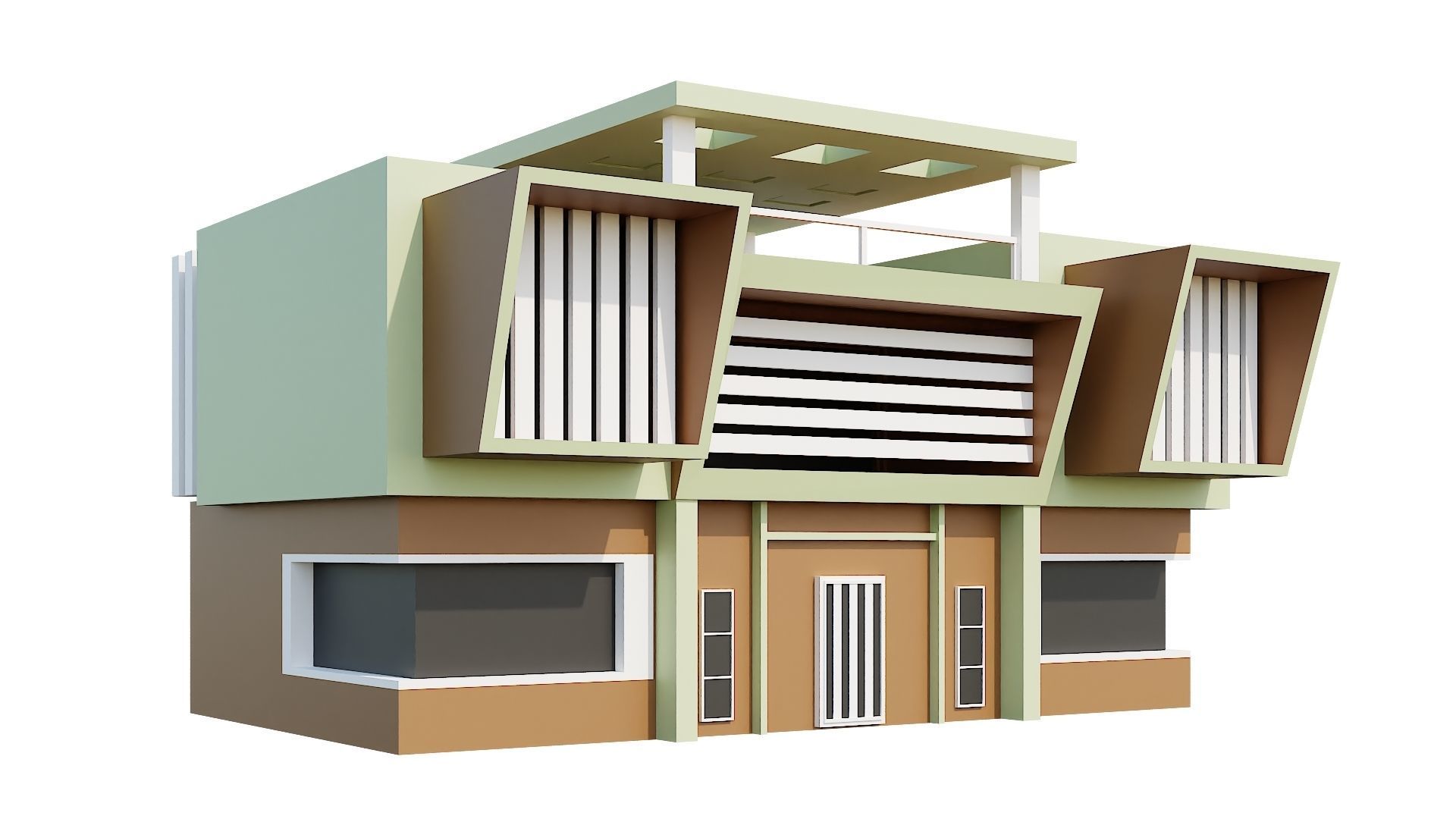Low-Poly Modern 100 Houses Pack Low-poly 3D model_80