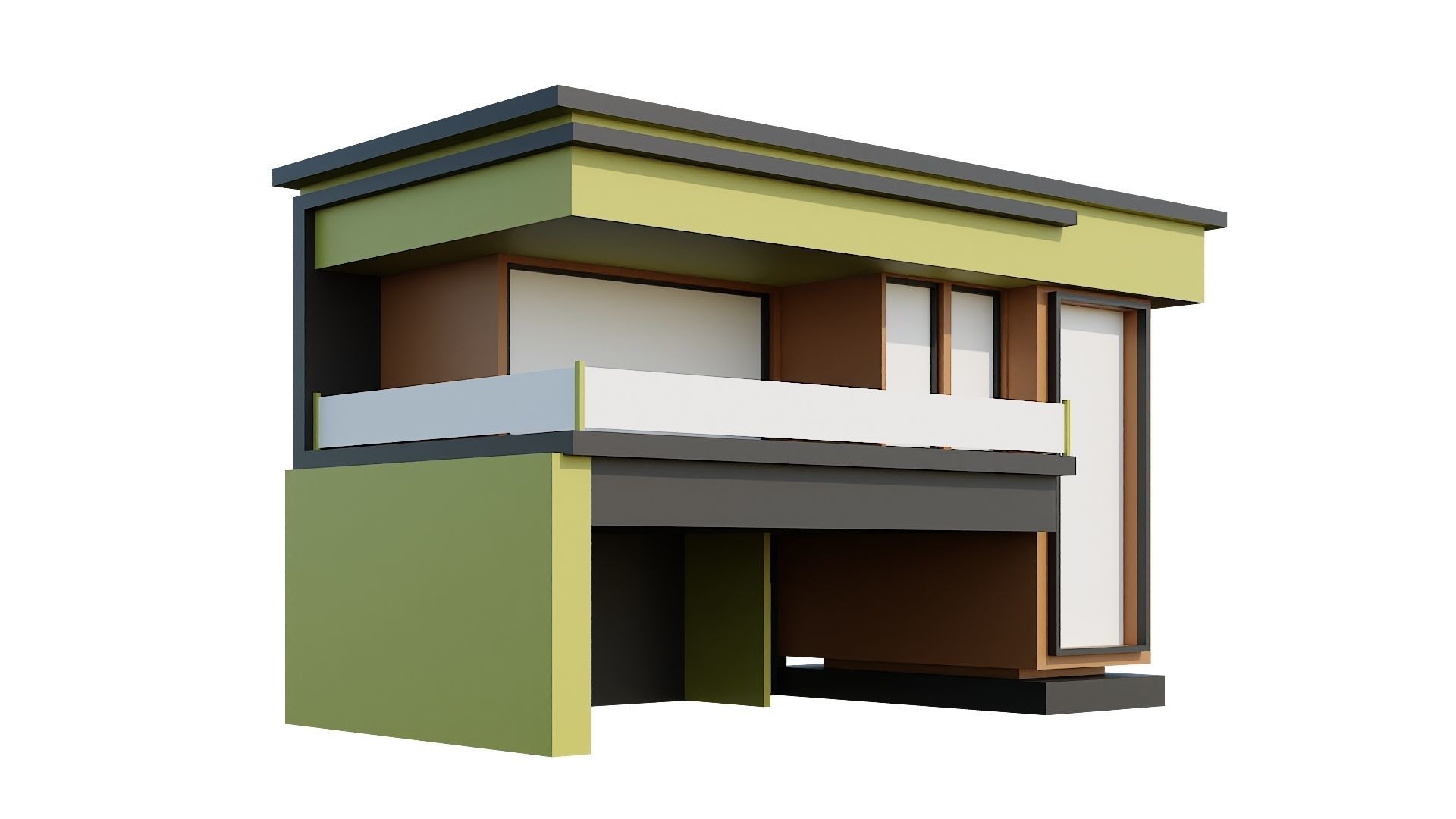 Low-Poly Modern 100 Houses Pack Low-poly 3D model_90