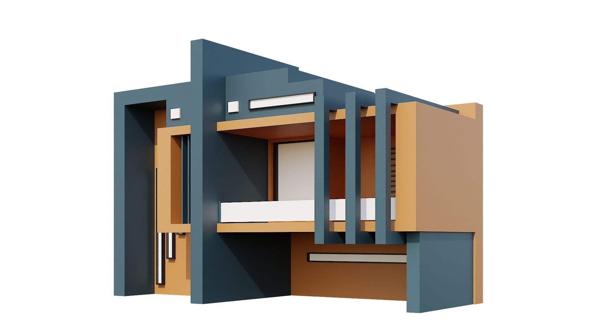 Low-Poly Modern 100 Houses Pack Low-poly 3D model_32