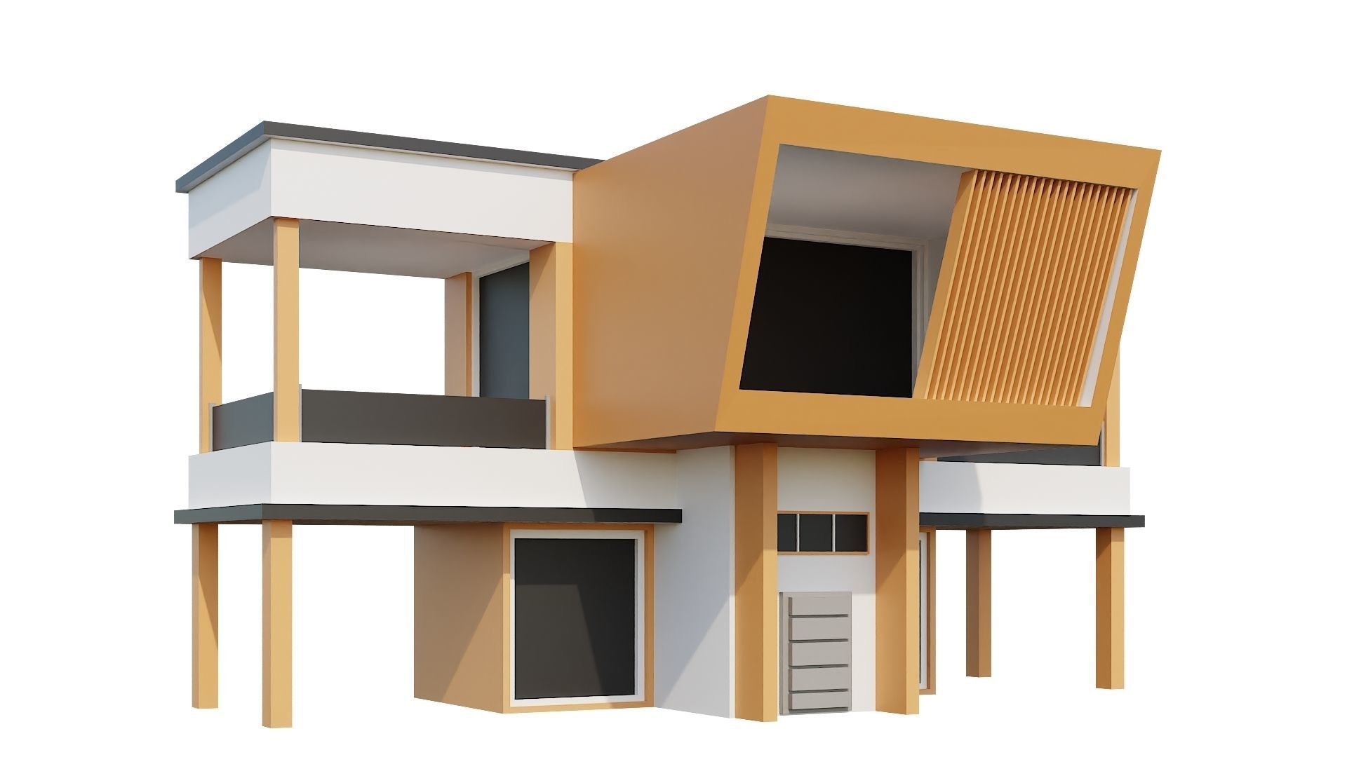 Low-Poly Modern 100 Houses Pack Low-poly 3D model_45