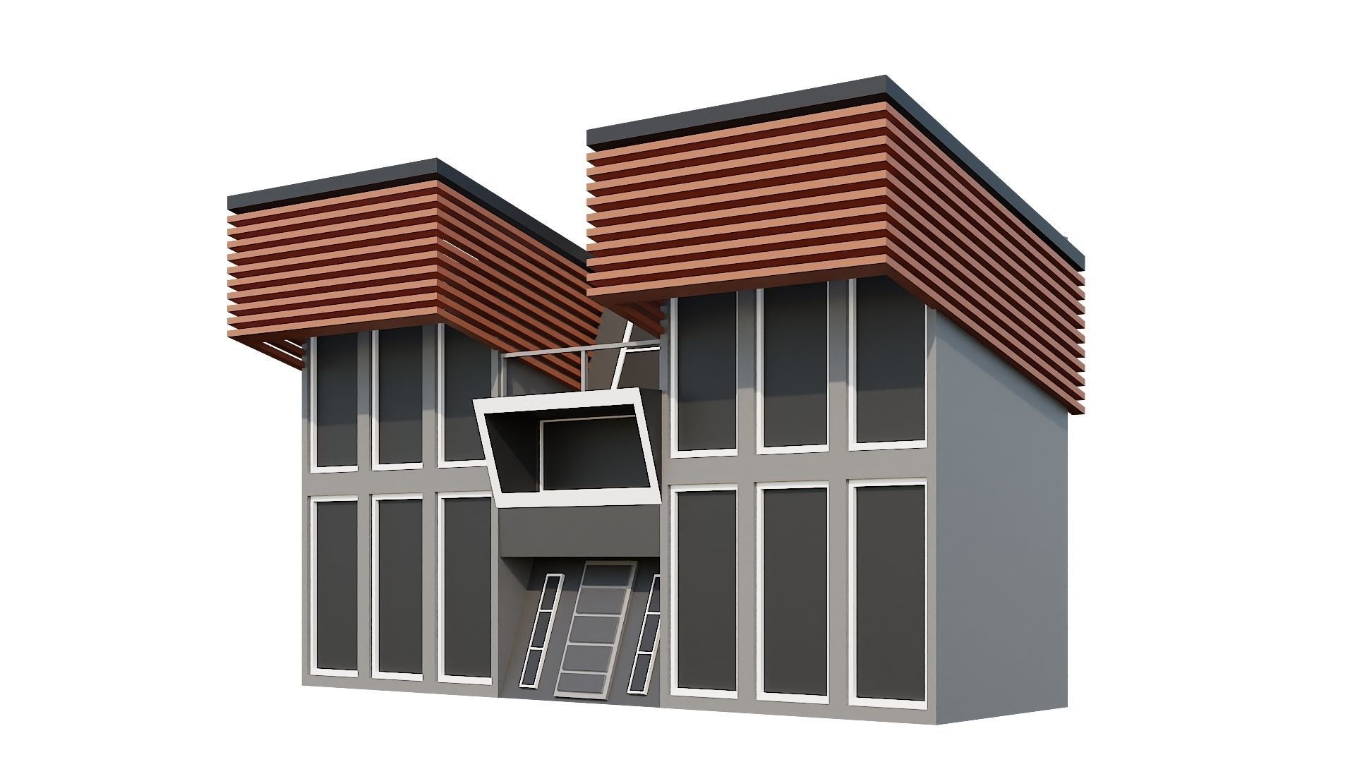 Low-Poly Modern 100 Houses Pack Low-poly 3D model_37