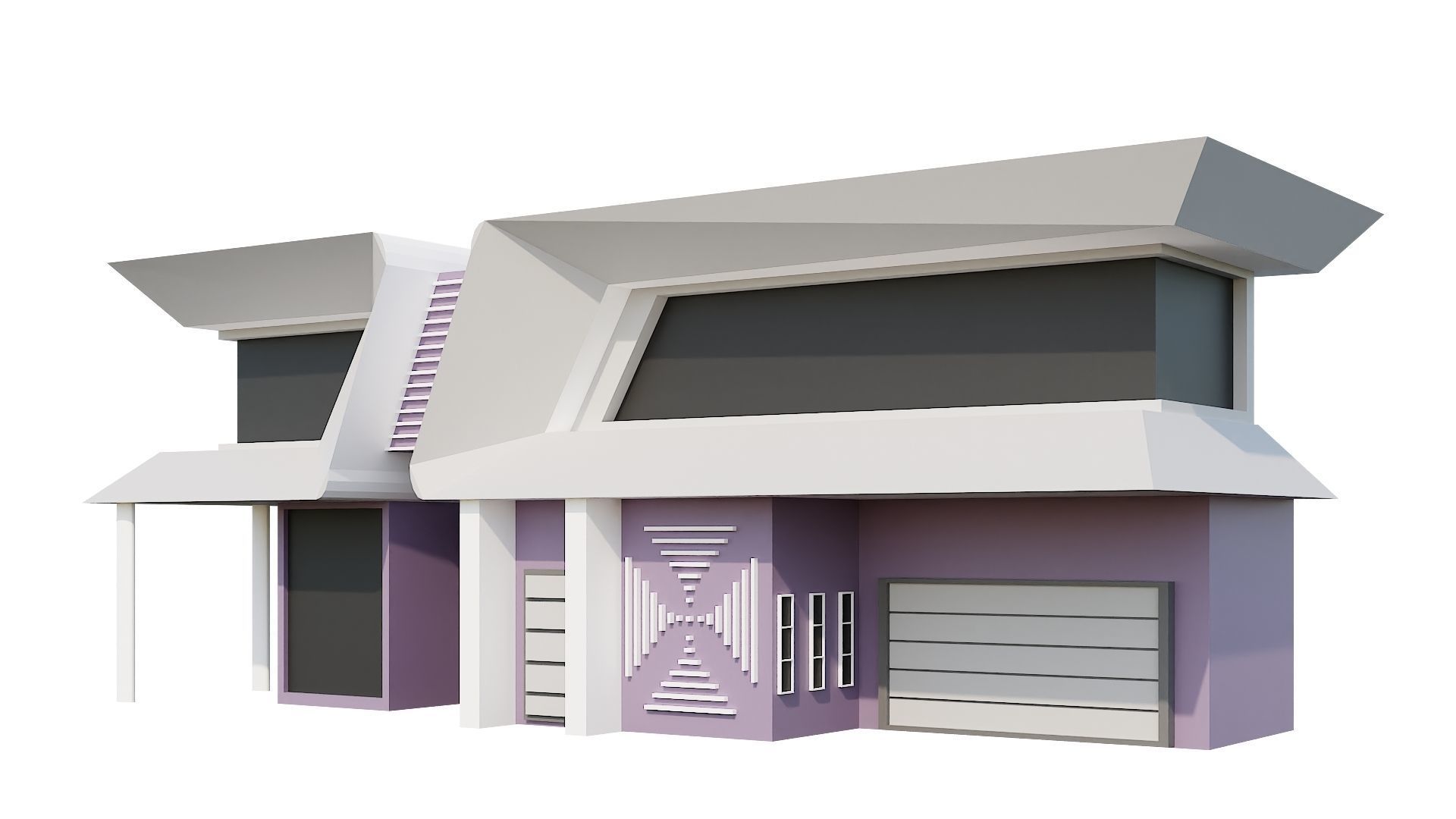 Low-Poly Modern 100 Houses Pack Low-poly 3D model_48