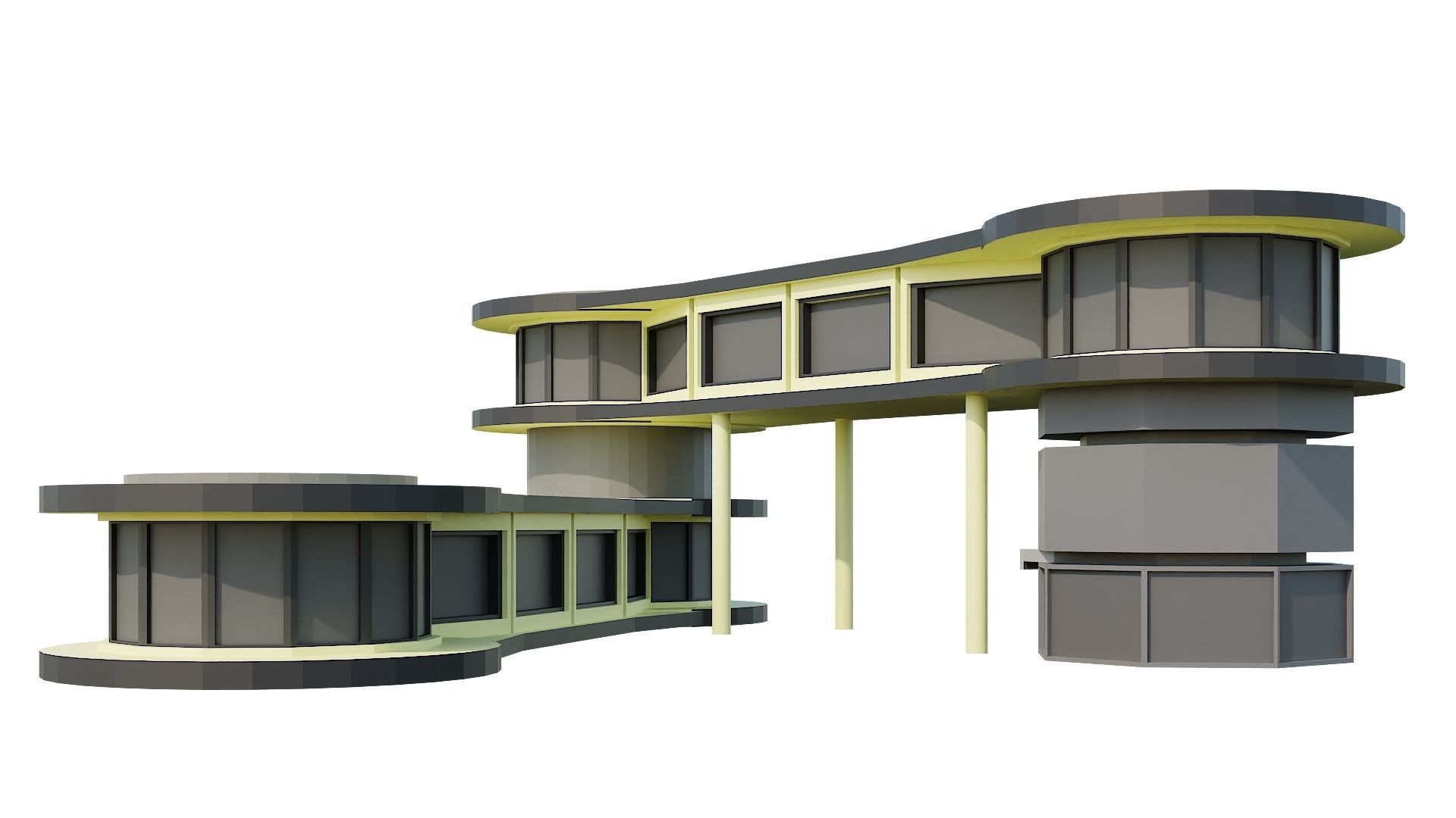 Low-Poly Modern 100 Houses Pack Low-poly 3D model_9