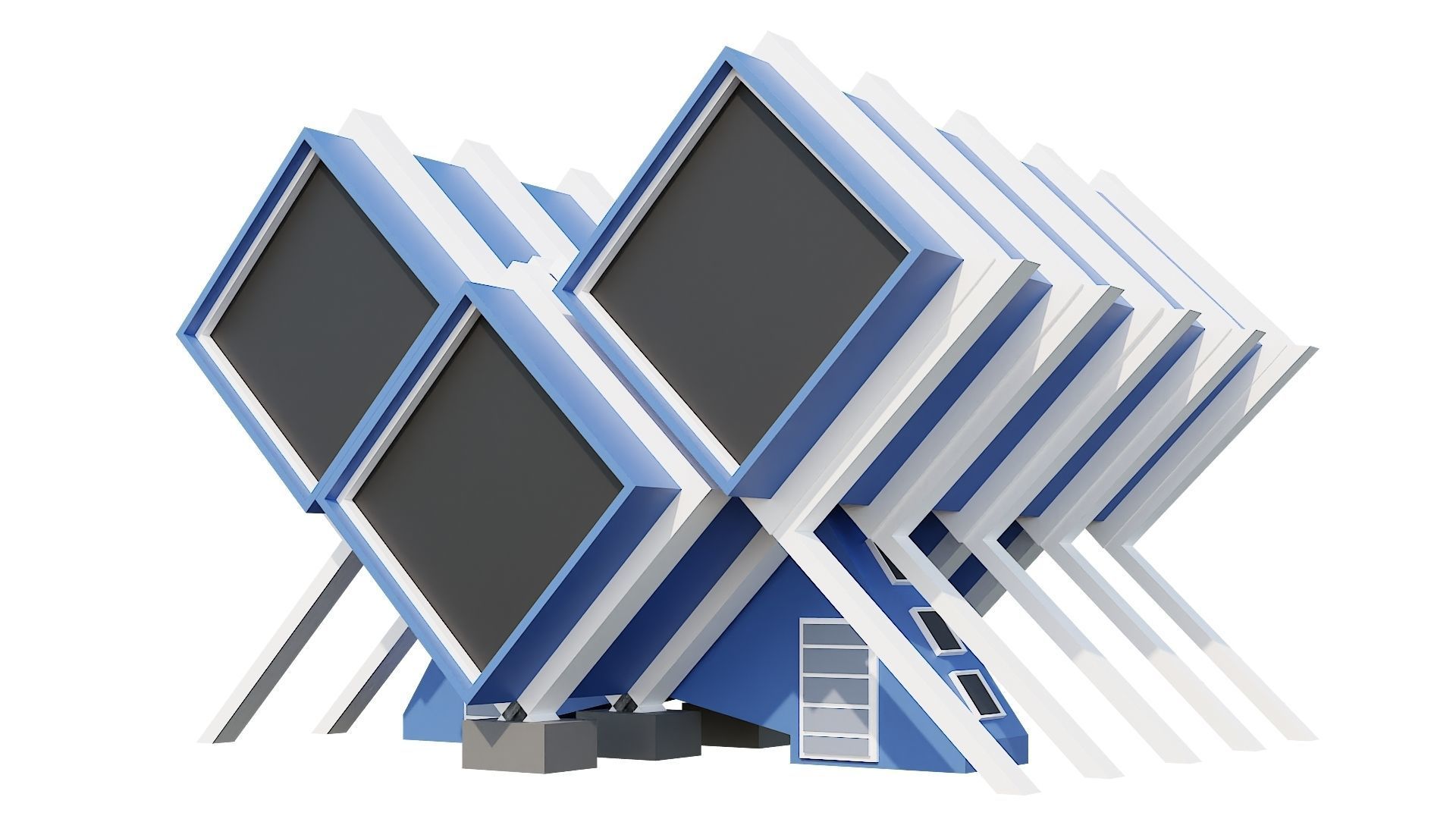 Low-Poly Modern 100 Houses Pack Low-poly 3D model_10