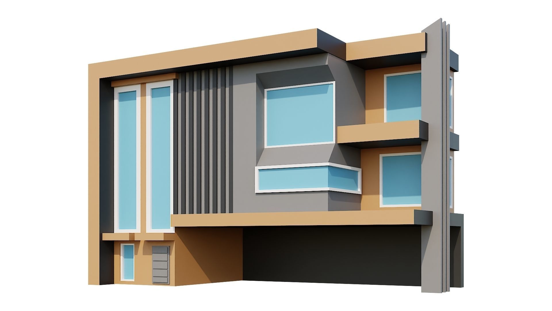 Low-Poly Modern 100 Houses Pack Low-poly 3D model_70