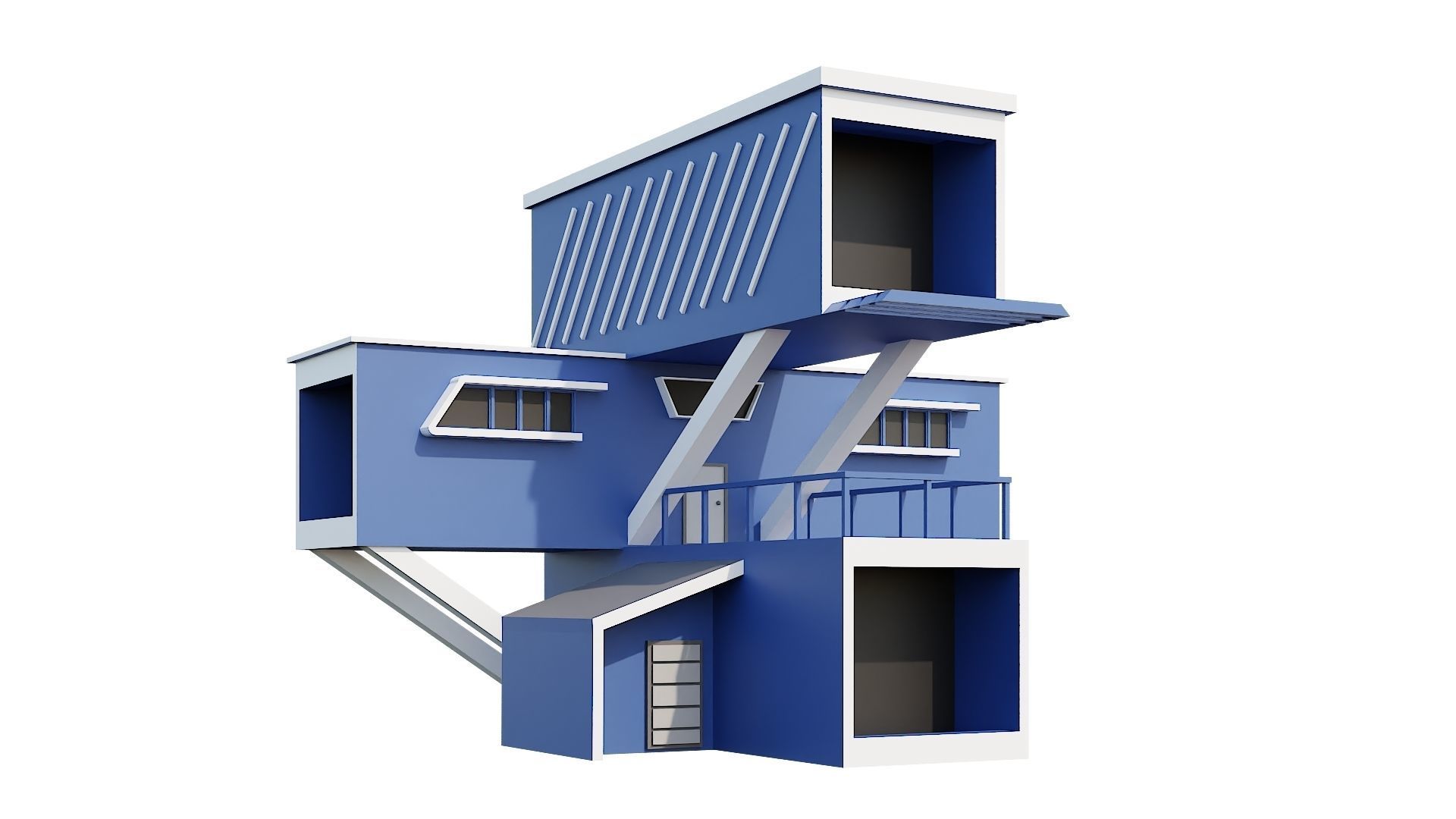 Low-Poly Modern 100 Houses Pack Low-poly 3D model_43