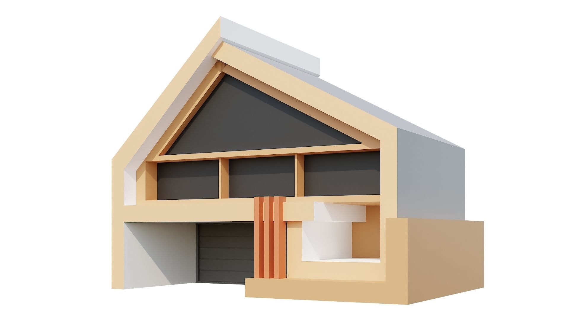 Low-Poly Modern 100 Houses Pack Low-poly 3D model_15