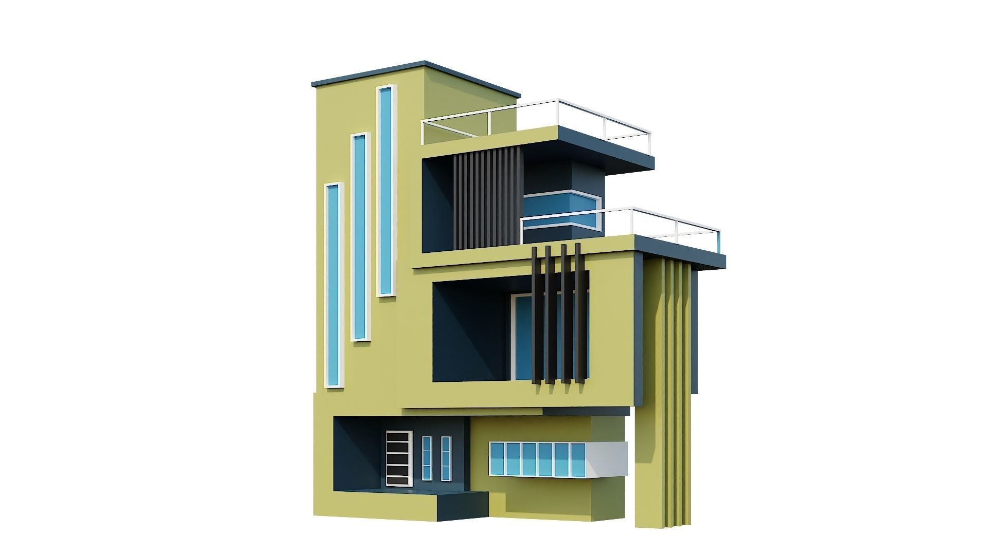 Low-Poly Modern 100 Houses Pack Low-poly 3D model_79