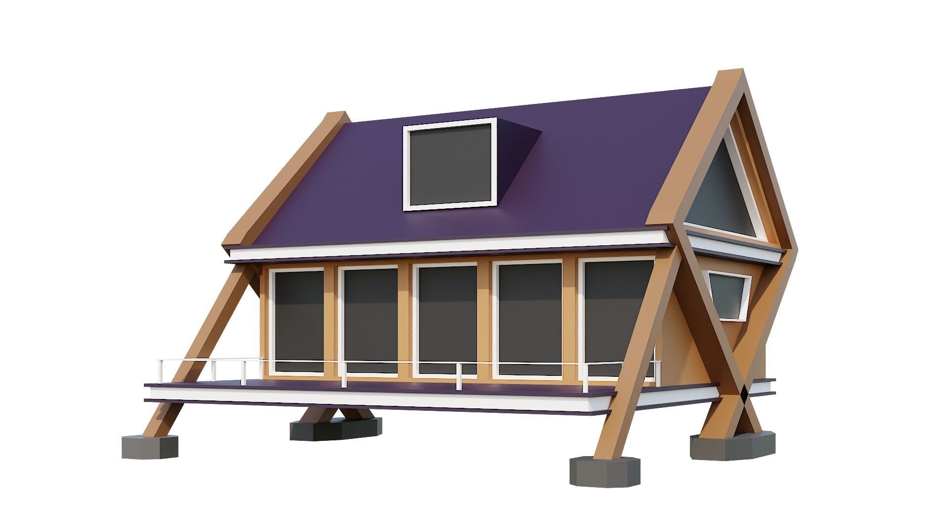 Low-Poly Modern 100 Houses Pack Low-poly 3D model_61