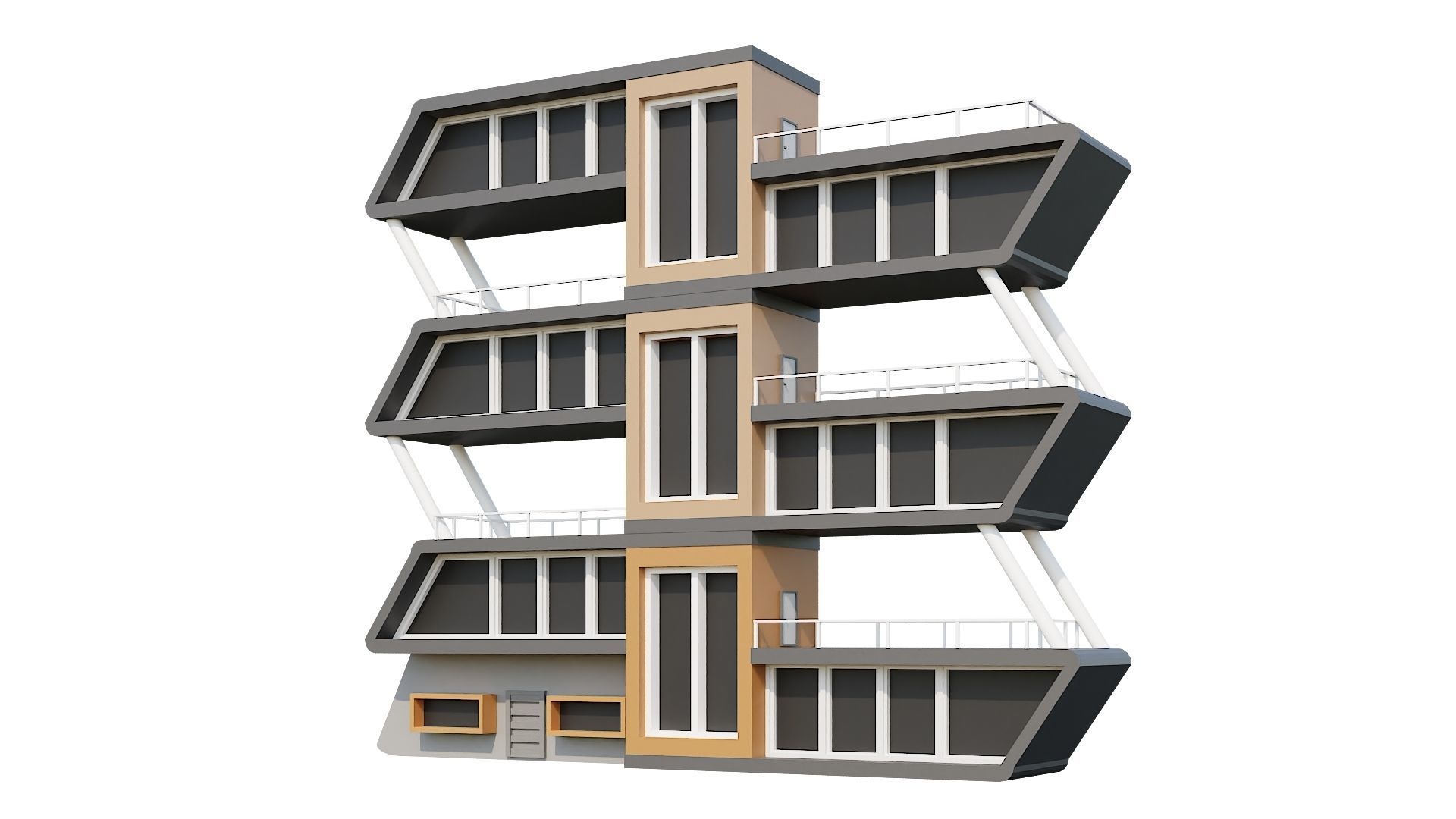 Low-Poly Modern 100 Houses Pack Low-poly 3D model_14