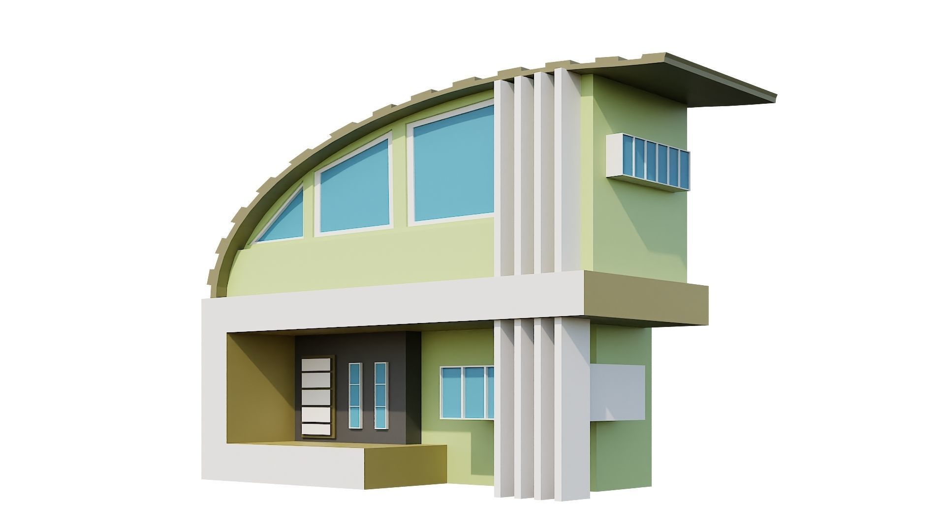Low-Poly Modern 100 Houses Pack Low-poly 3D model_58