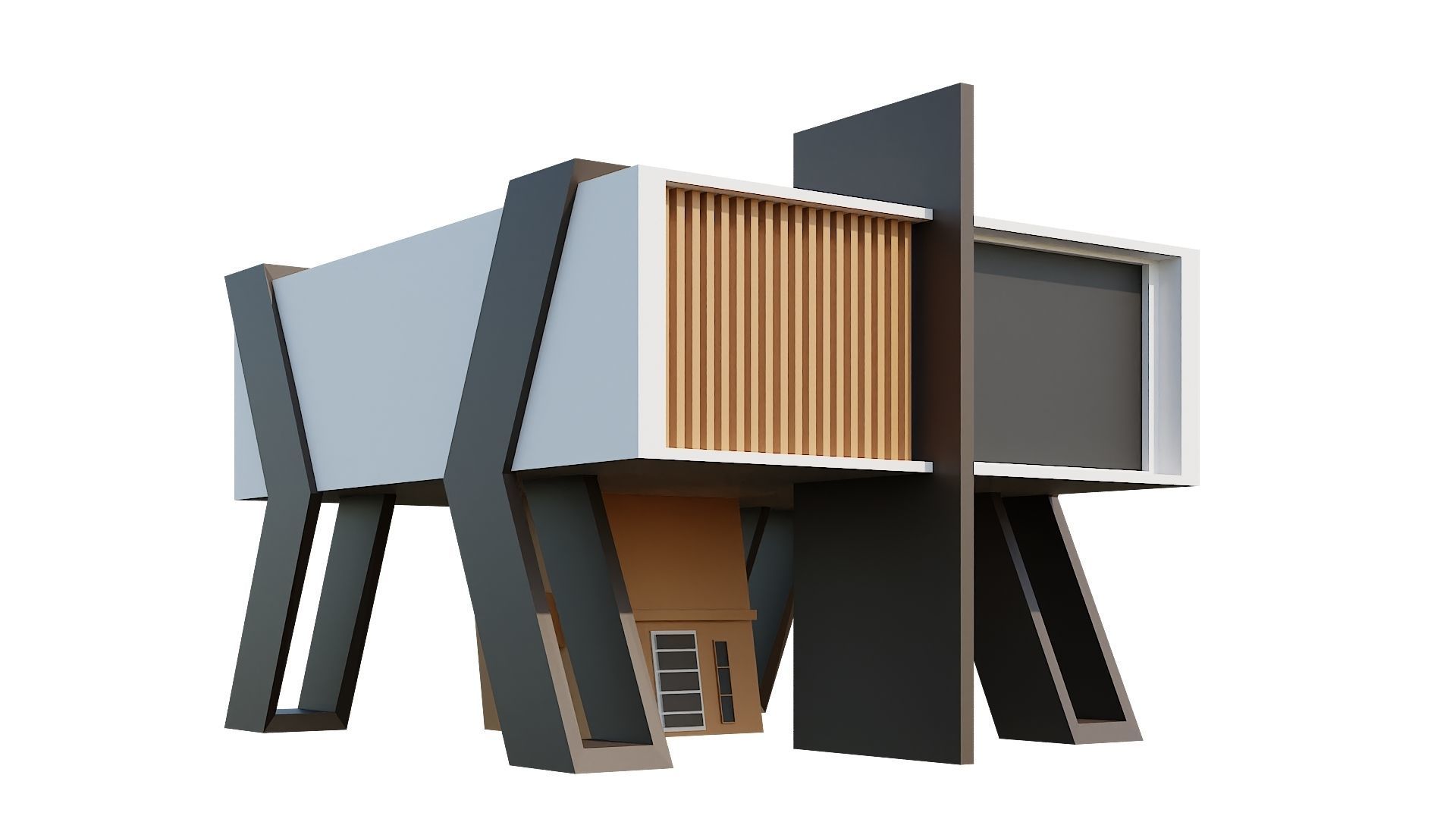 Low-Poly Modern 100 Houses Pack Low-poly 3D model_44