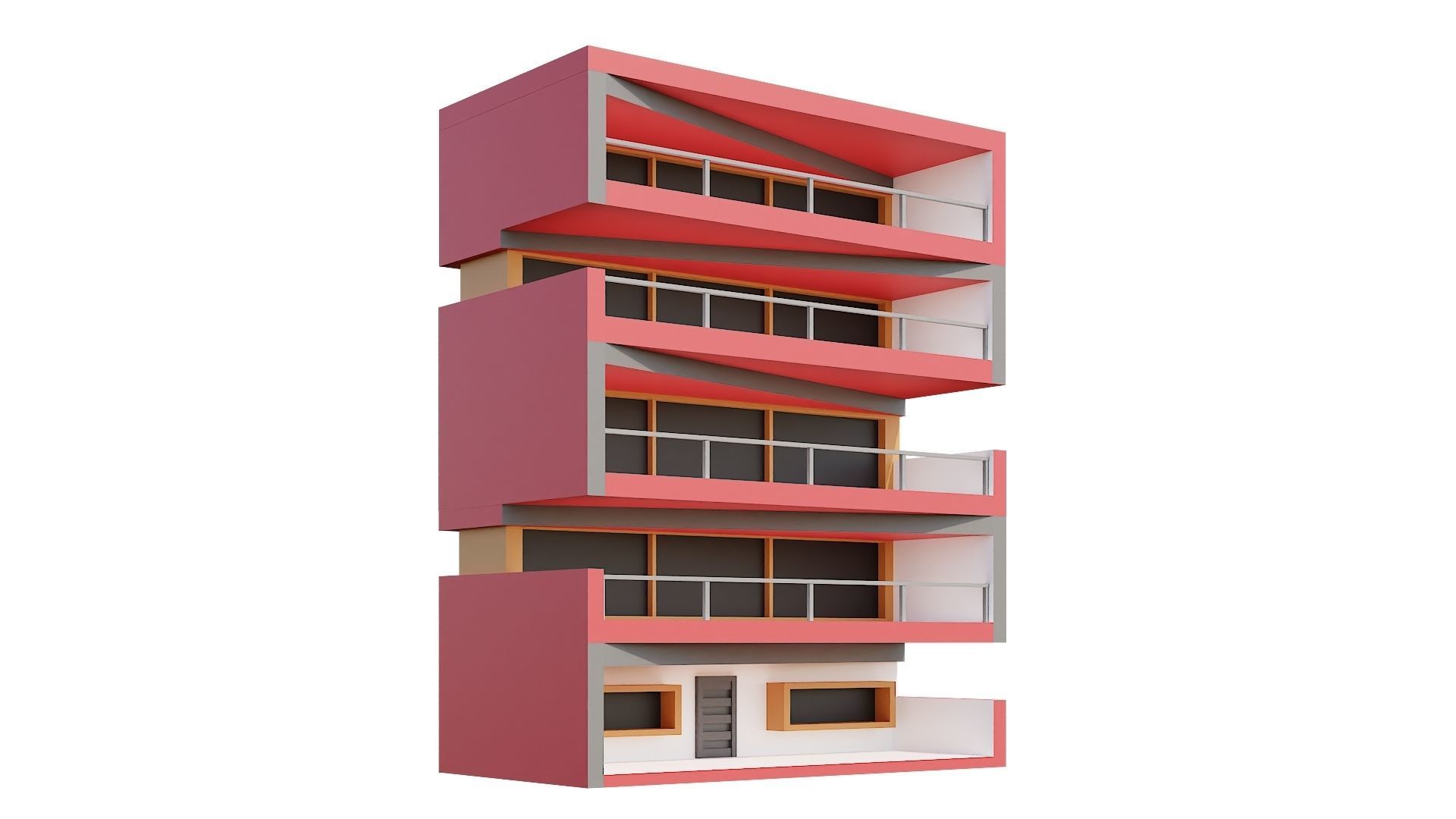 Low-Poly Modern 100 Houses Pack Low-poly 3D model_47