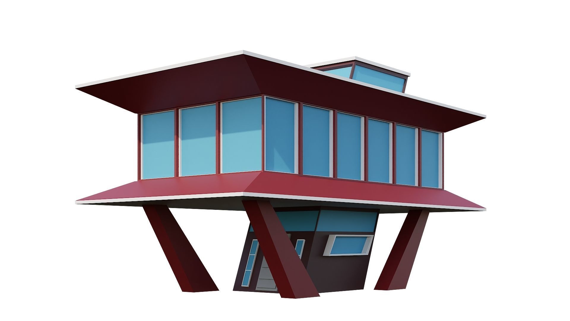 Low-Poly Modern 100 Houses Pack Low-poly 3D model_94