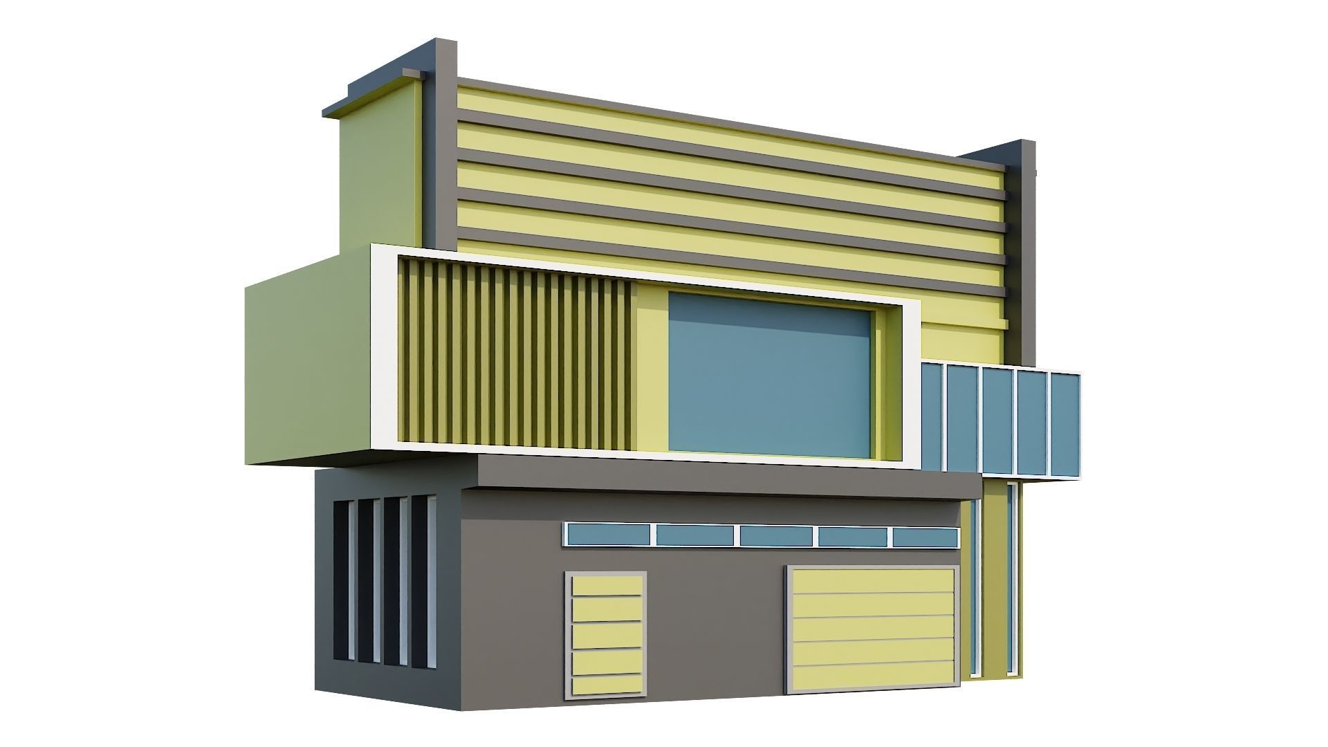 Low-Poly Modern 100 Houses Pack Low-poly 3D model_93