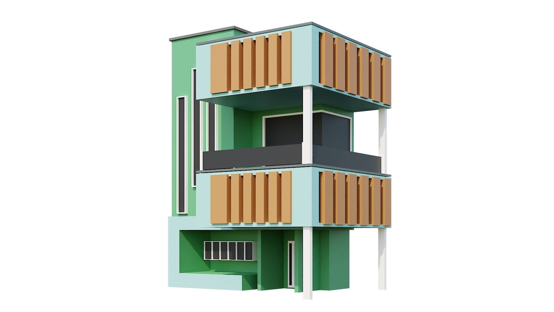 Low-Poly Modern 100 Houses Pack Low-poly 3D model_100