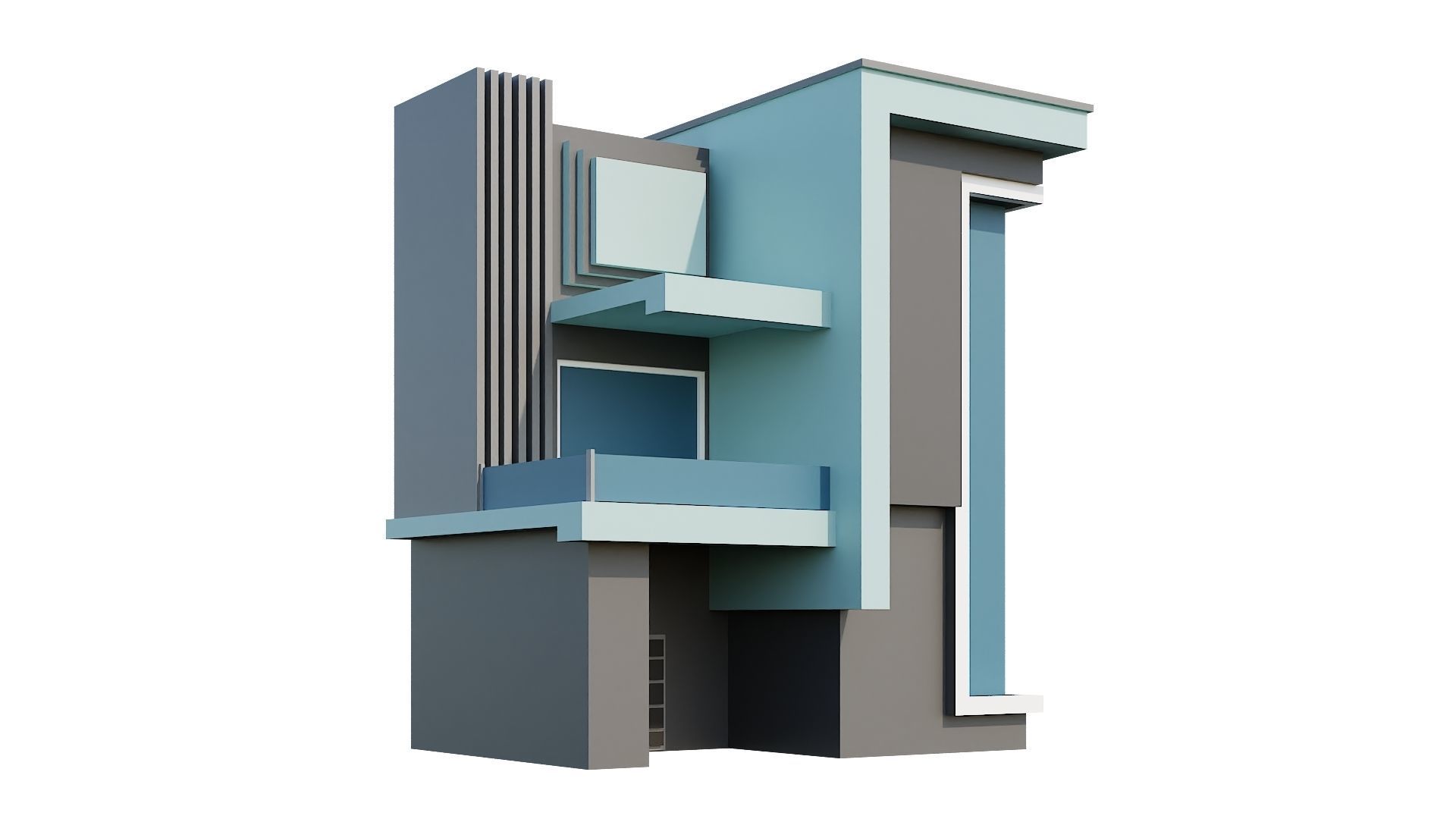 Low-Poly Modern 100 Houses Pack Low-poly 3D model_88