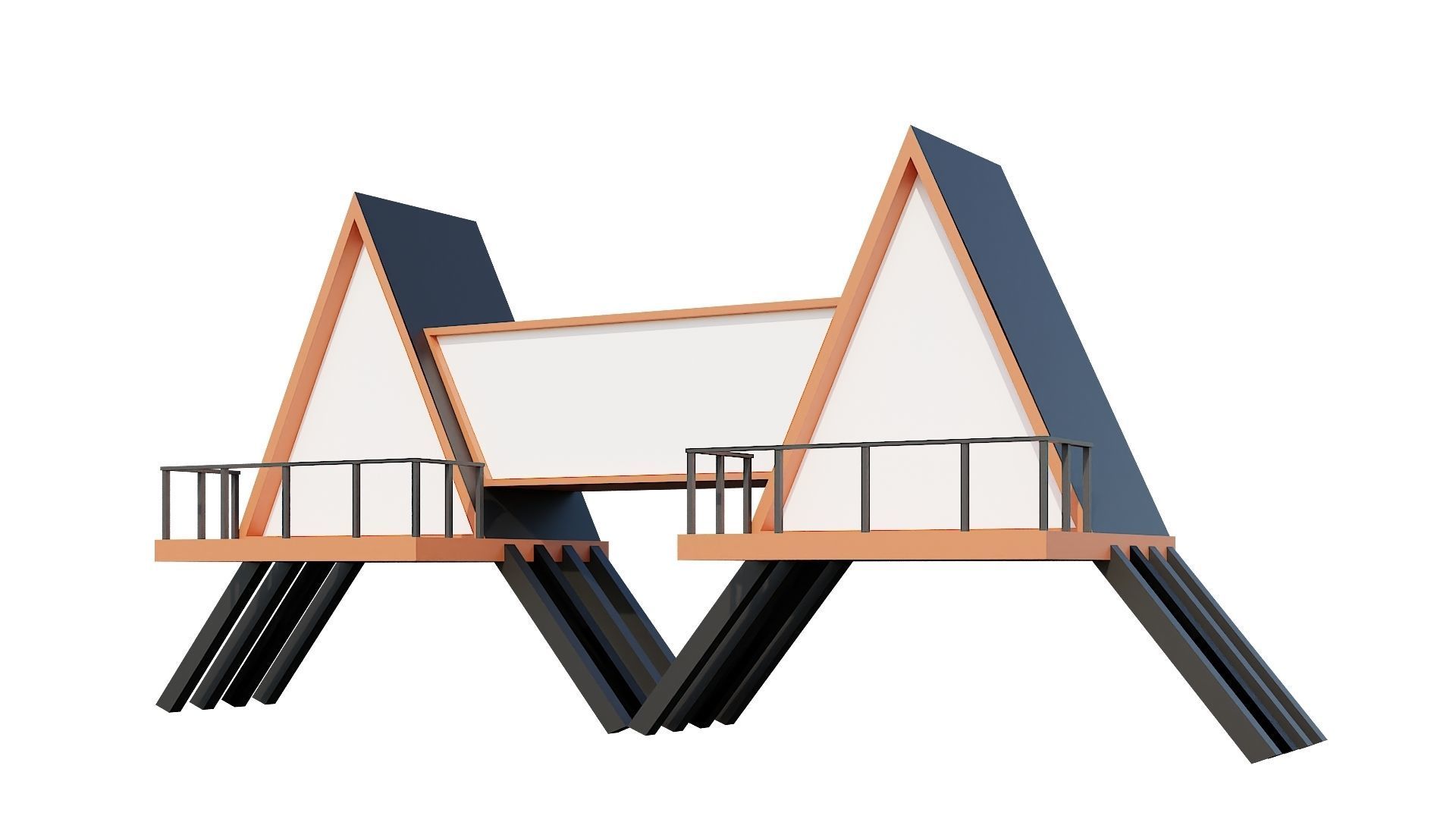 Low-Poly Modern 100 Houses Pack Low-poly 3D model_56