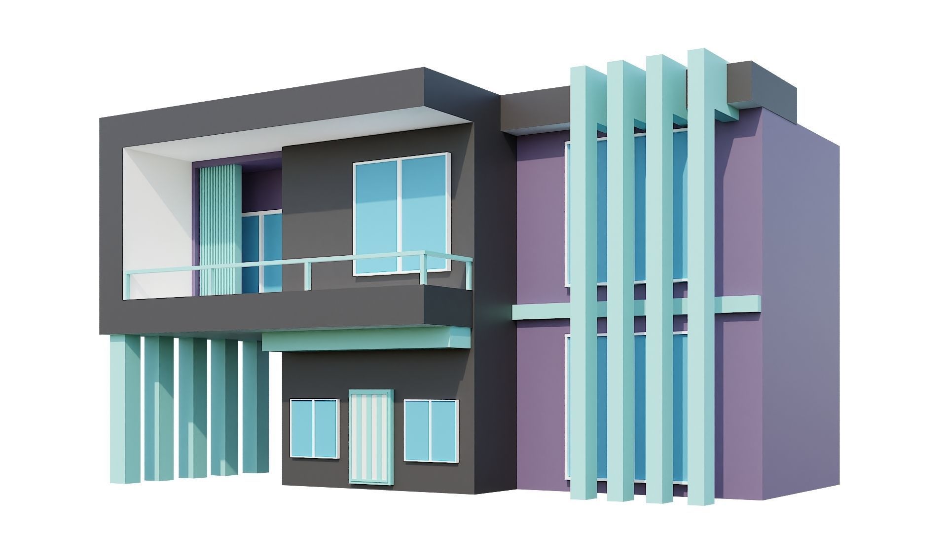 Low-Poly Modern 100 Houses Pack Low-poly 3D model_72
