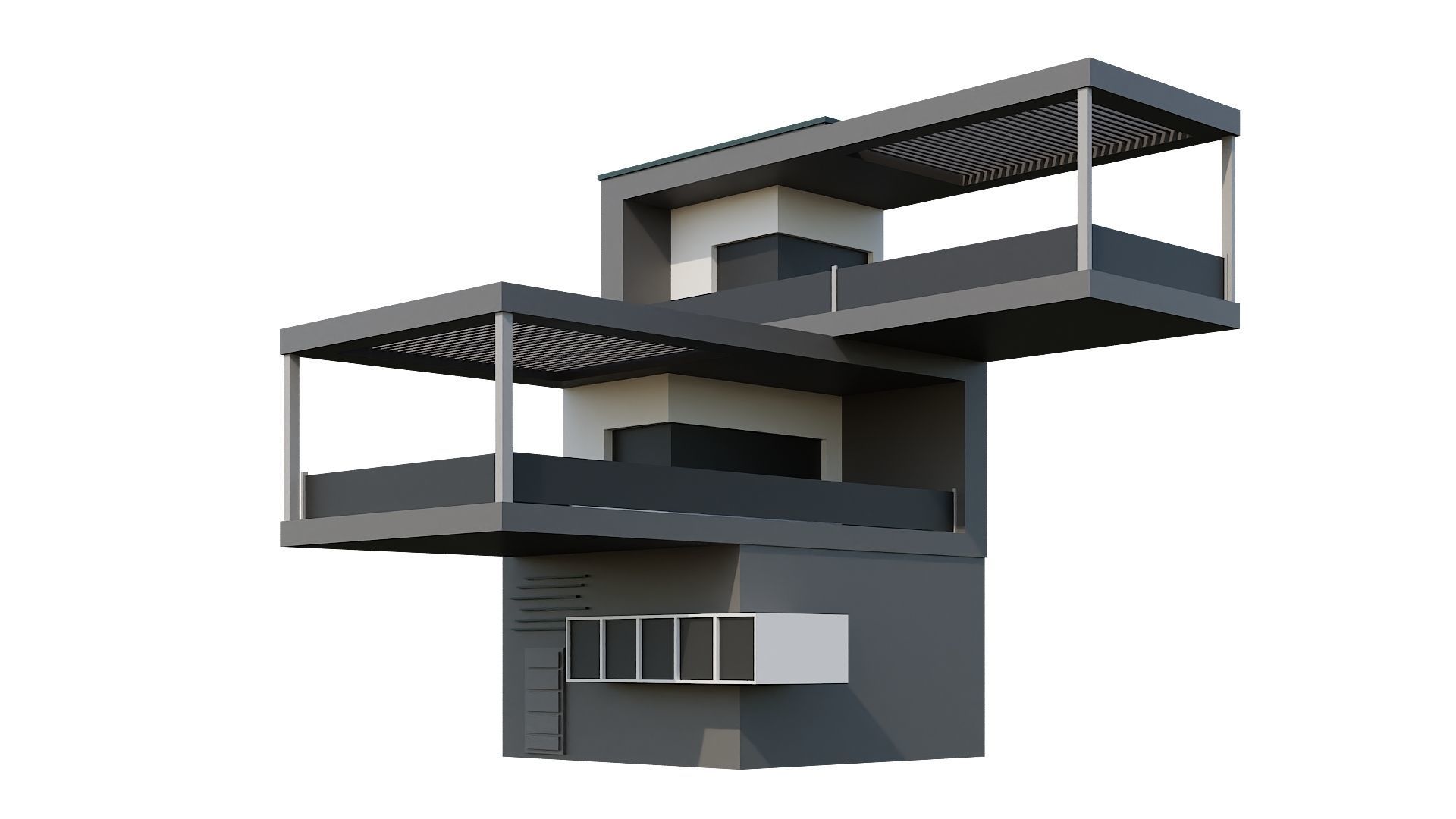 Low-Poly Modern 100 Houses Pack Low-poly 3D model_27