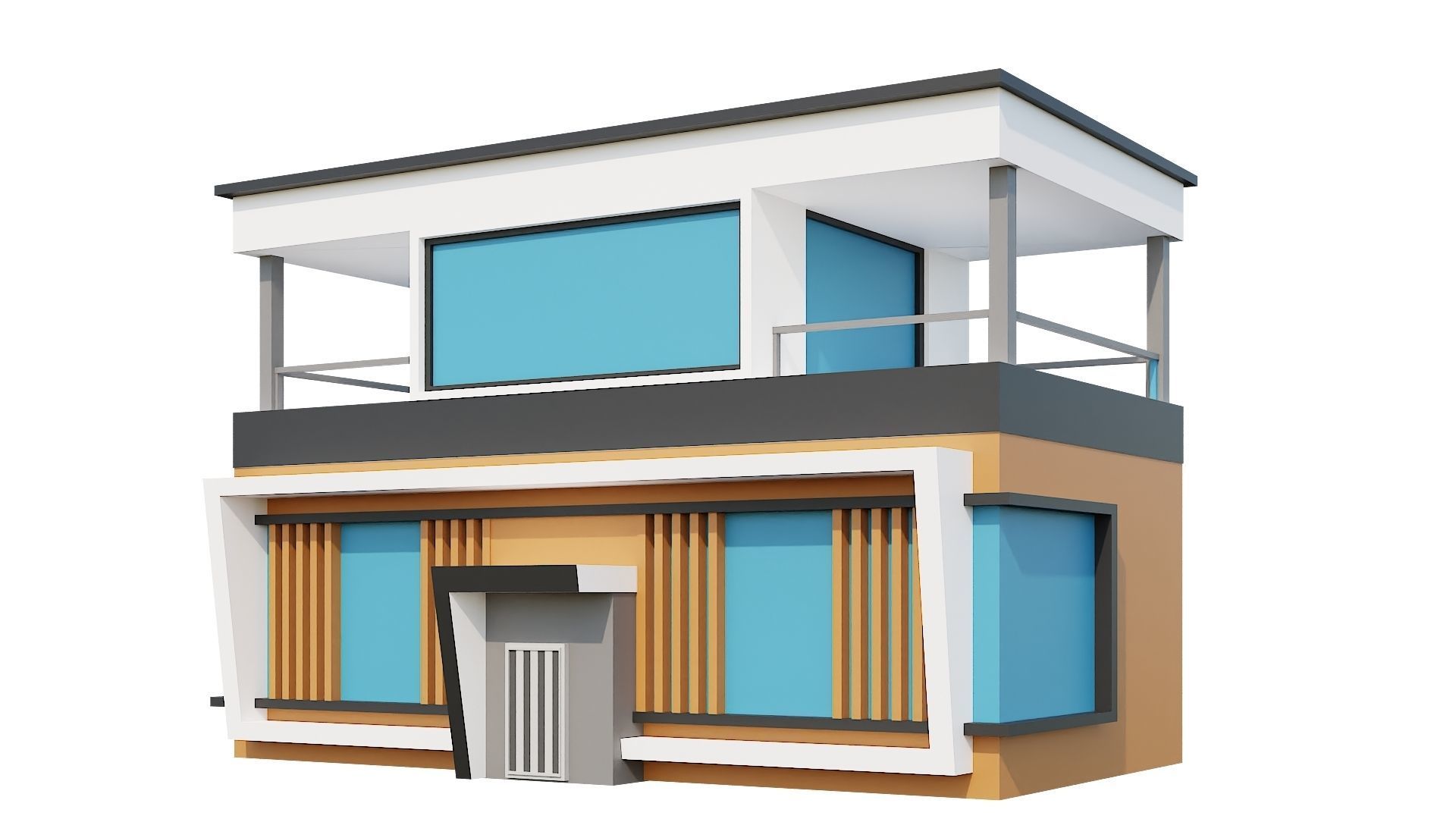 Low-Poly Modern 100 Houses Pack Low-poly 3D model_75