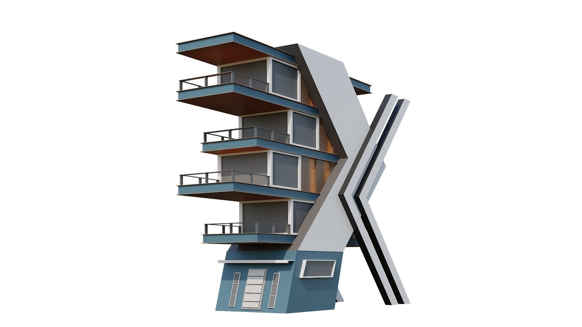 Low-Poly Modern 100 Houses Pack Low-poly 3D model_35