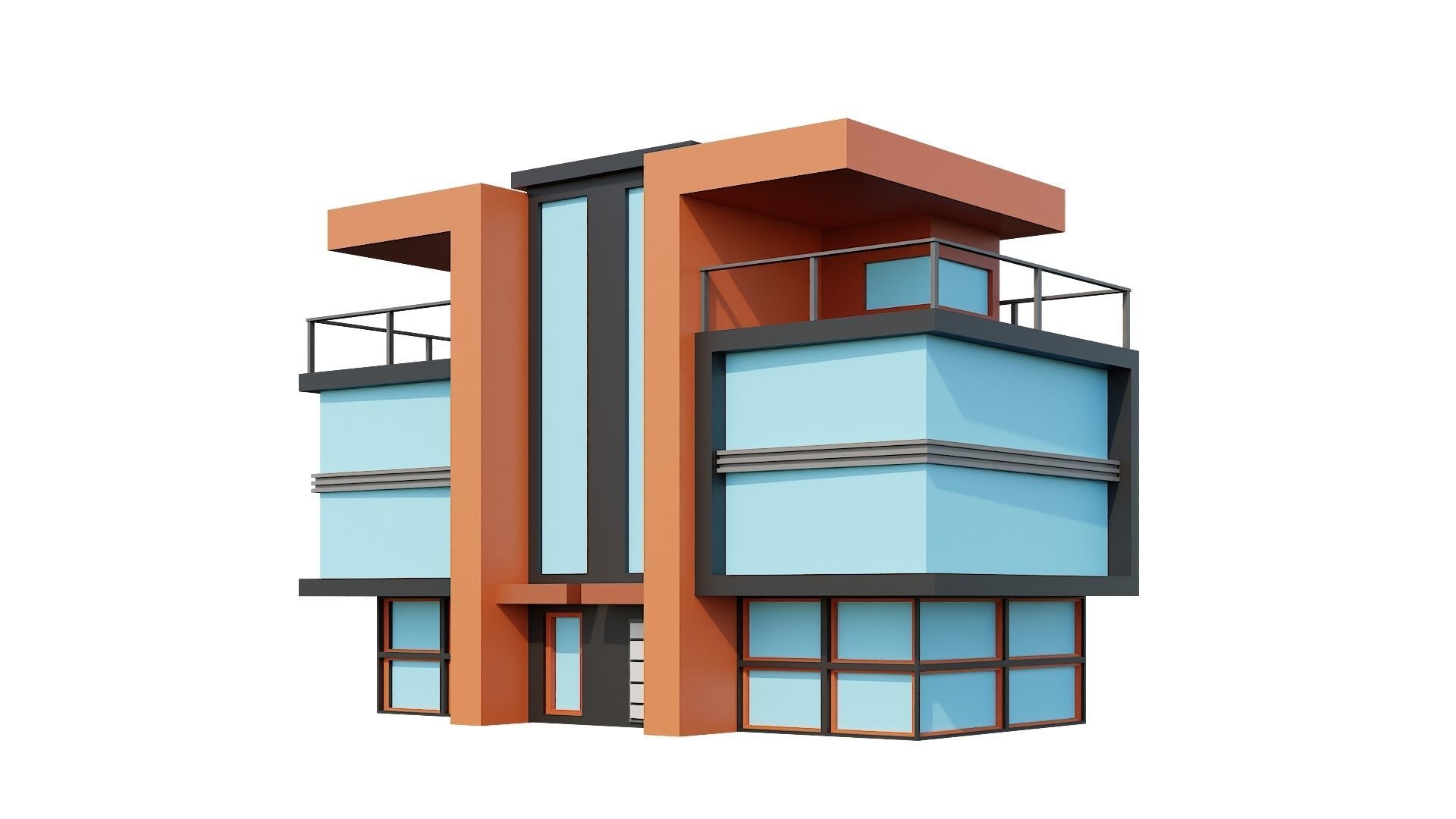 Low-Poly Modern 100 Houses Pack Low-poly 3D model_40