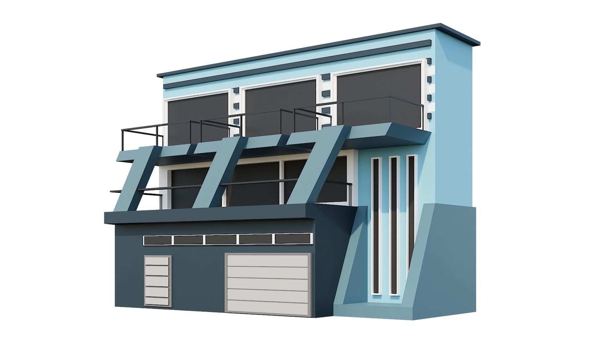 Low-Poly Modern 100 Houses Pack Low-poly 3D model_59