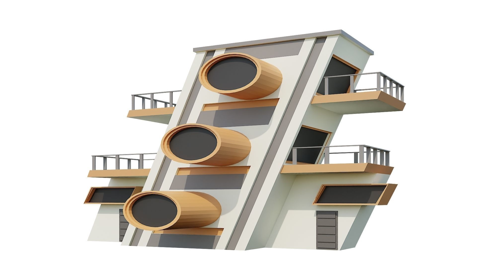 Low-Poly Modern 100 Houses Pack Low-poly 3D model_18