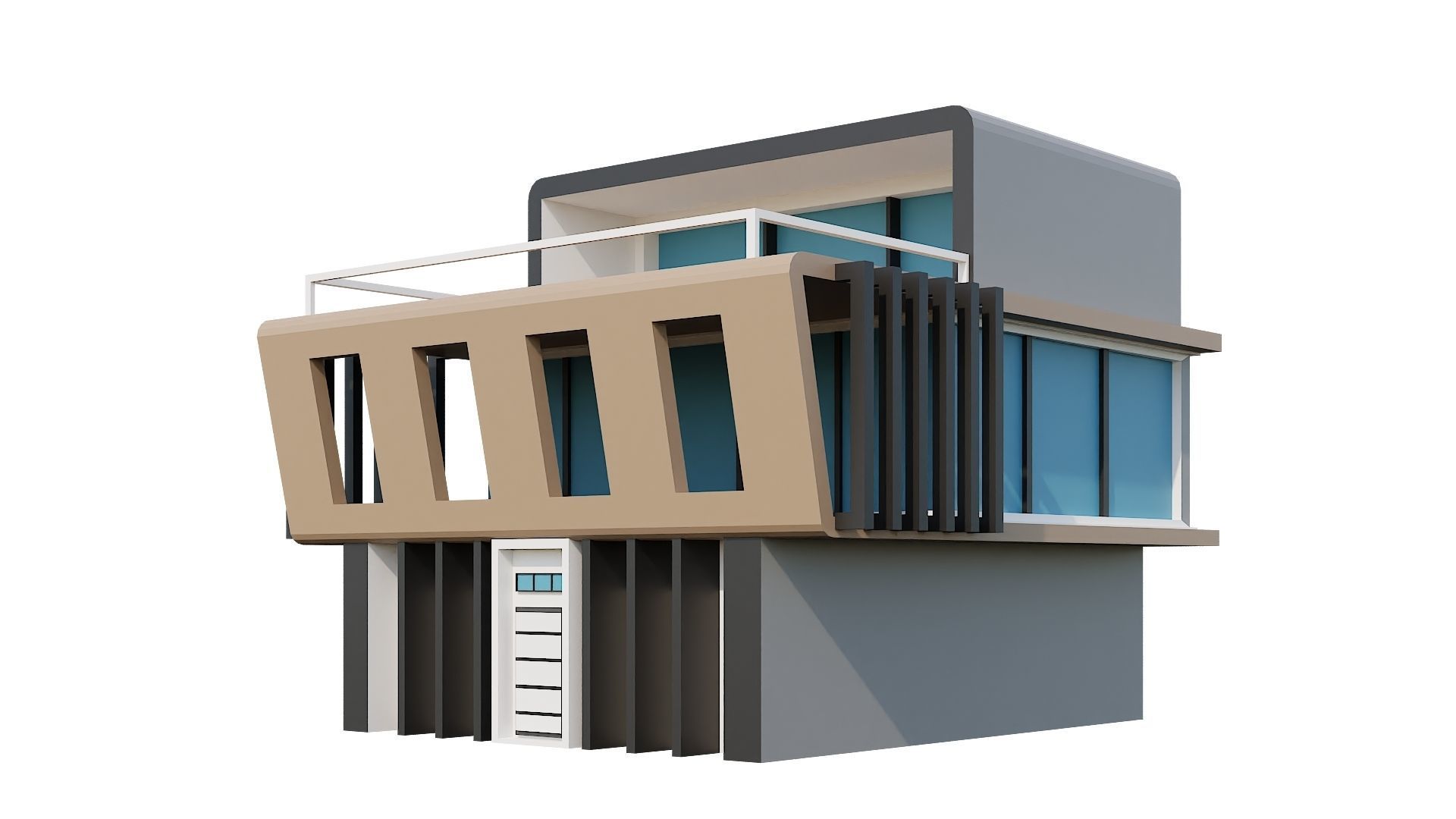 Low-Poly Modern 100 Houses Pack Low-poly 3D model_98