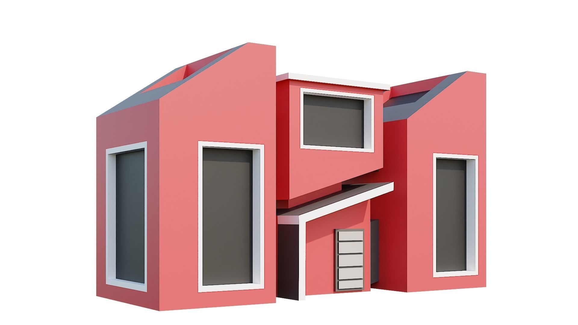 Low-Poly Modern 100 Houses Pack Low-poly 3D model_95