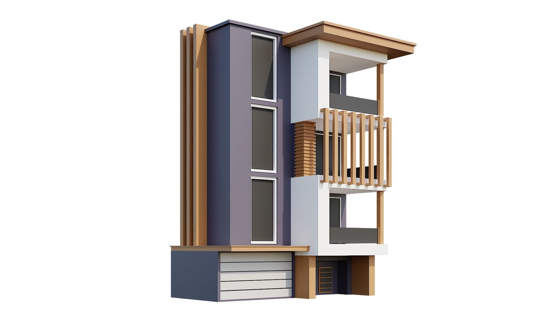 Low-Poly Modern 100 Houses Pack Low-poly 3D model_86