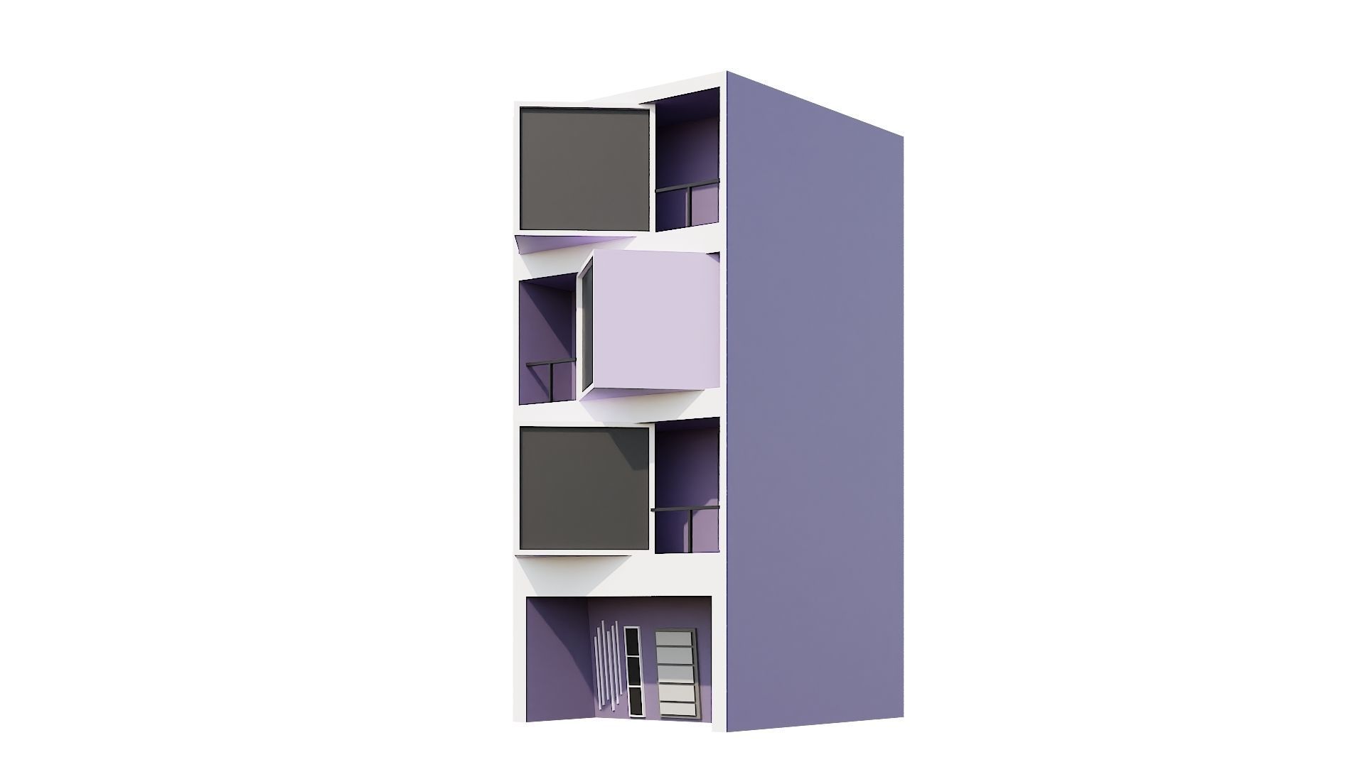 Low-Poly Modern 100 Houses Pack Low-poly 3D model_36