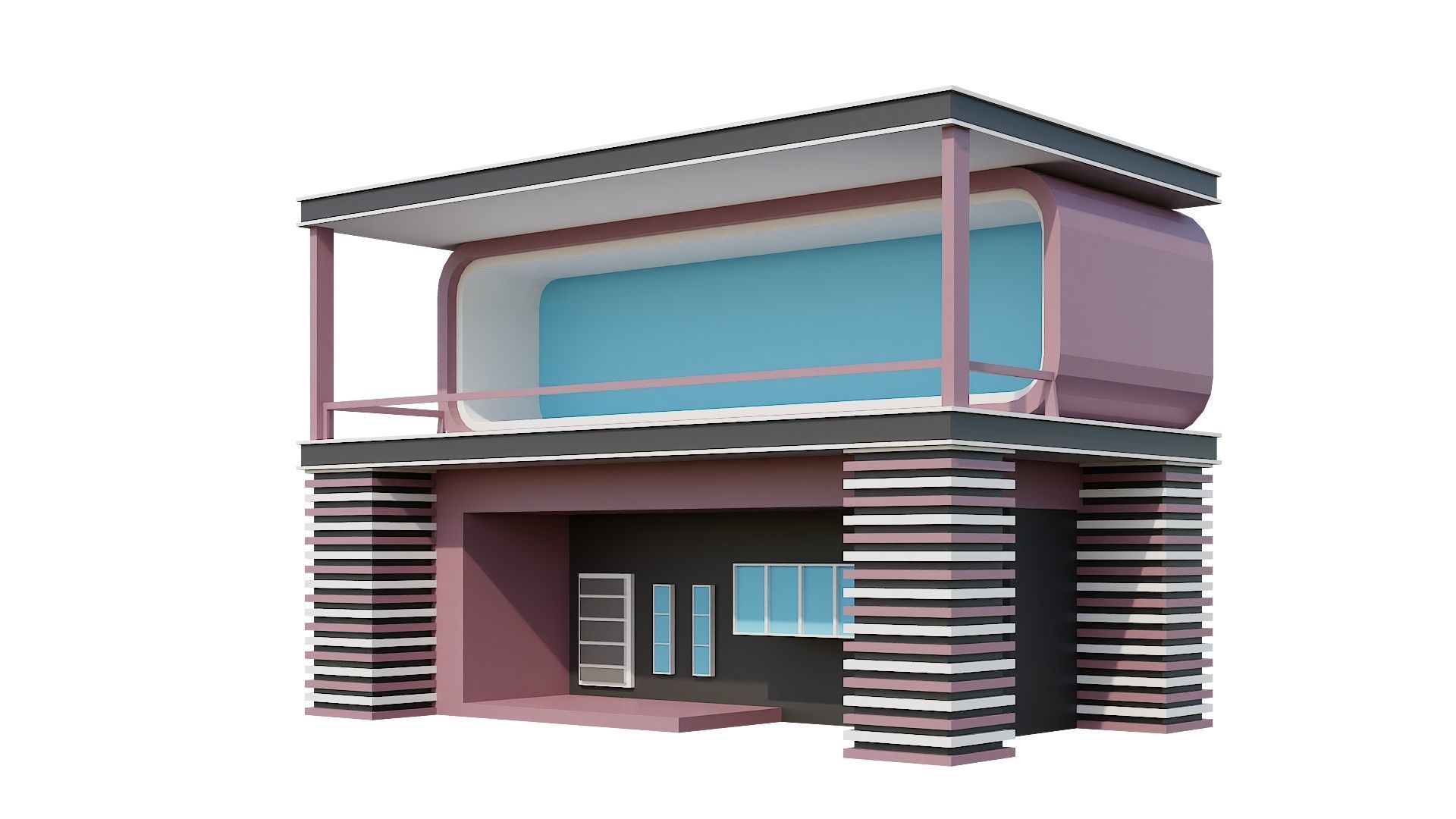 Low-Poly Modern 100 Houses Pack Low-poly 3D model_65