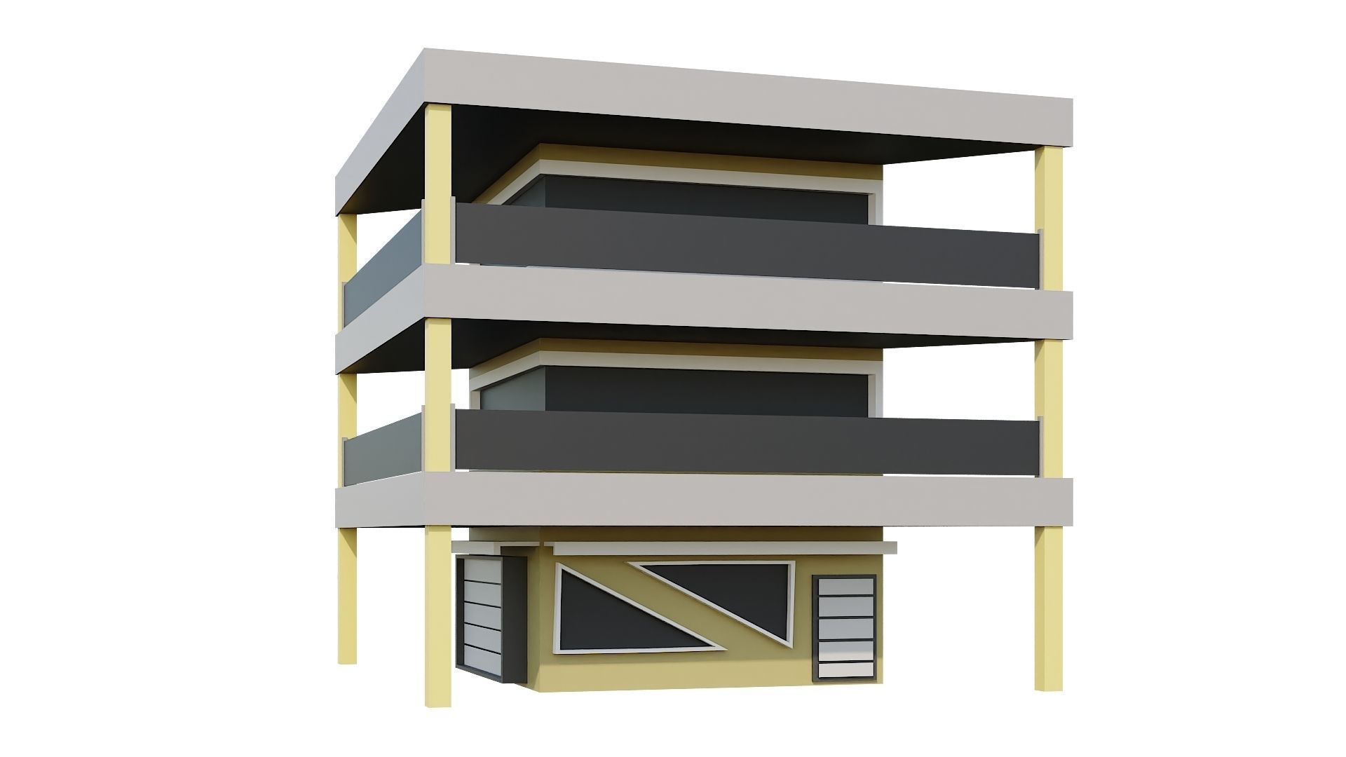 Low-Poly Modern 100 Houses Pack Low-poly 3D model_68