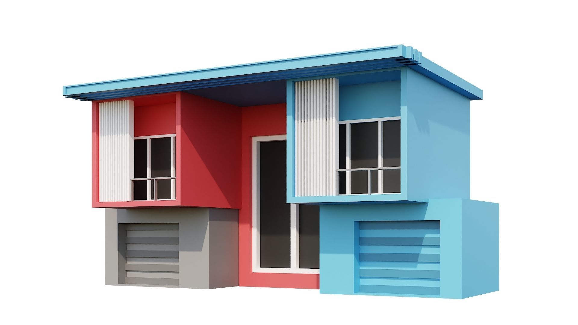 Low-Poly Modern 100 Houses Pack Low-poly 3D model_25