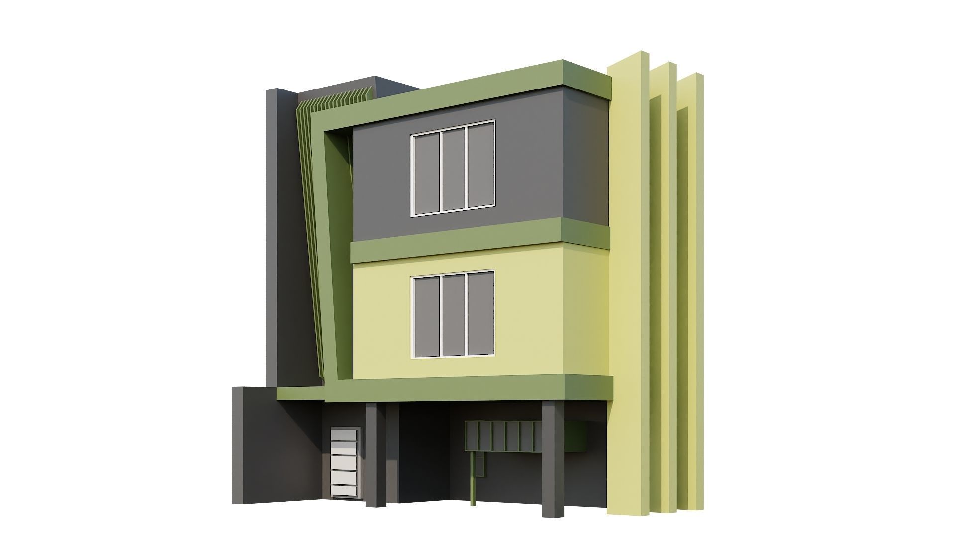 Low-Poly Modern 100 Houses Pack Low-poly 3D model_97