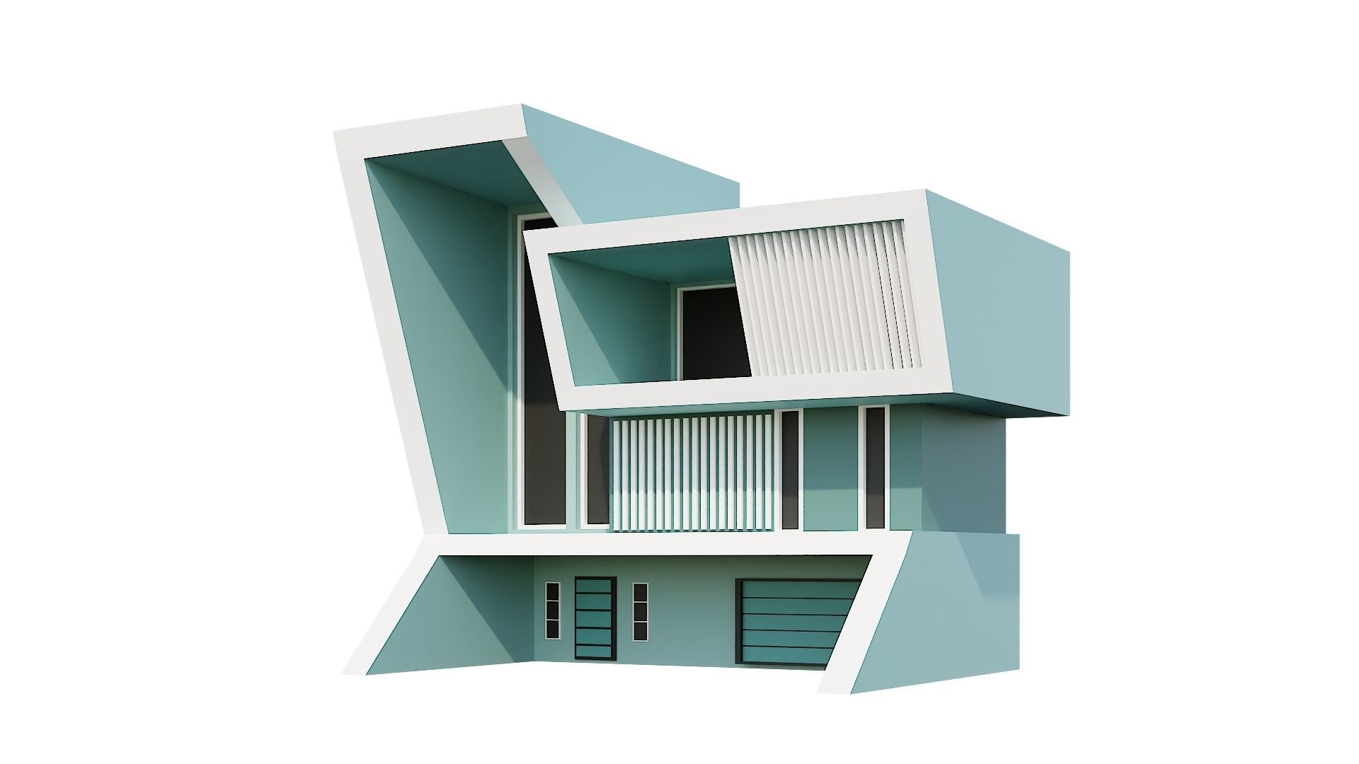Low-Poly Modern 100 Houses Pack Low-poly 3D model_41