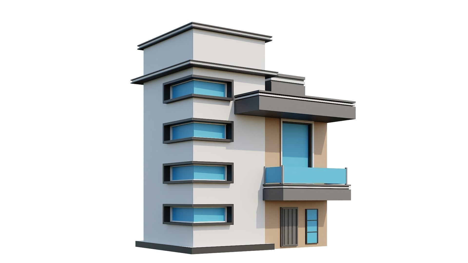 Low-Poly Modern 100 Houses Pack Low-poly 3D model_60