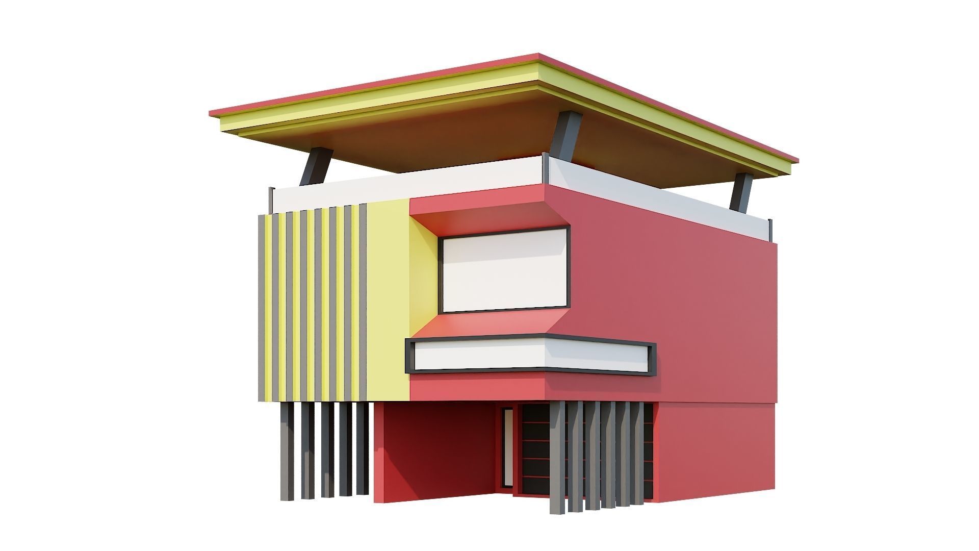 Low-Poly Modern 100 Houses Pack Low-poly 3D model_52