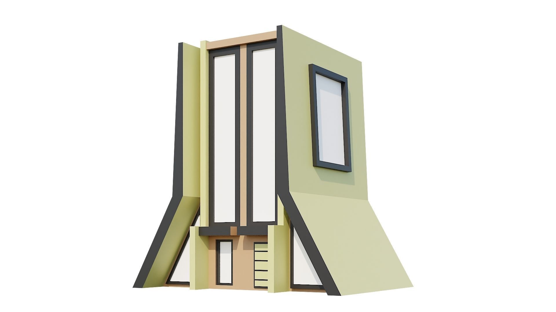 Low-Poly Modern 100 Houses Pack Low-poly 3D model_69