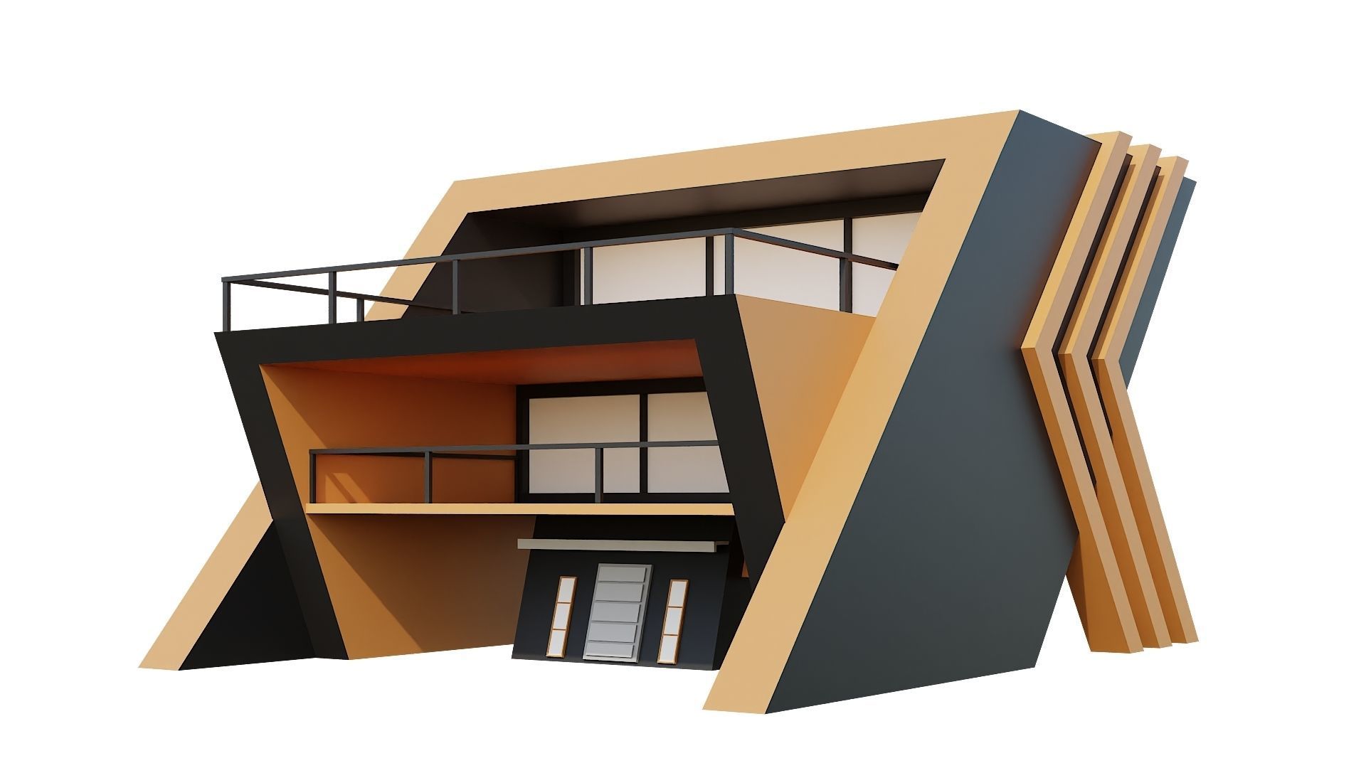 Low-Poly Modern 100 Houses Pack Low-poly 3D model_4