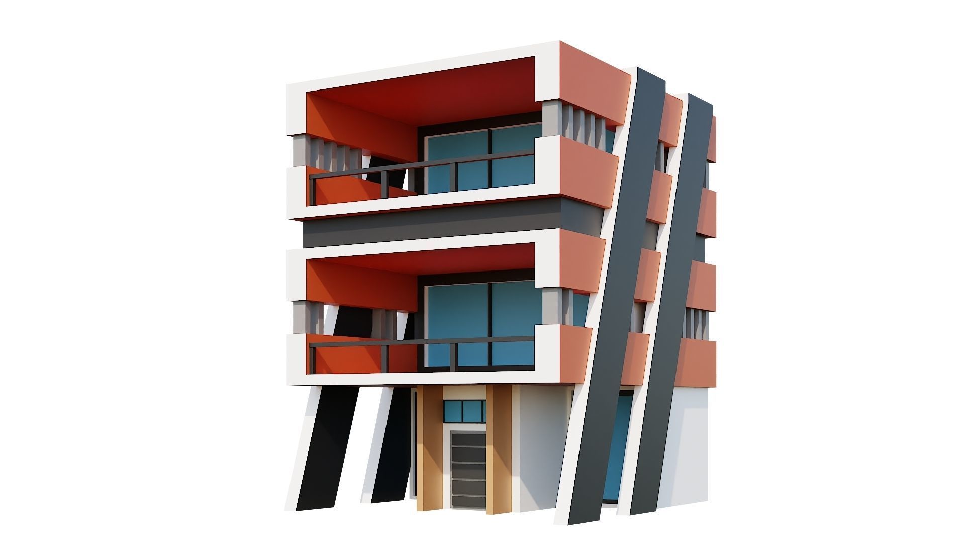 Low-Poly Modern 100 Houses Pack Low-poly 3D model_77