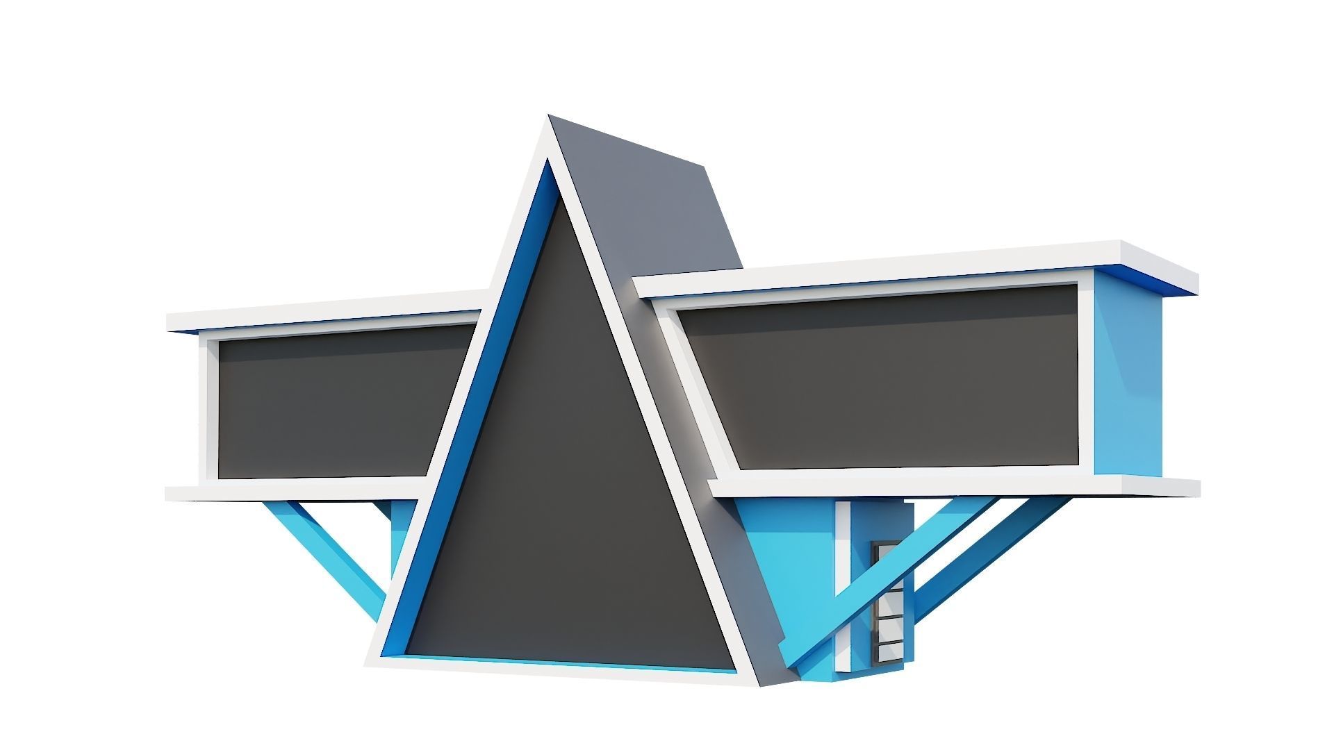 Low-Poly Modern 100 Houses Pack Low-poly 3D model_67