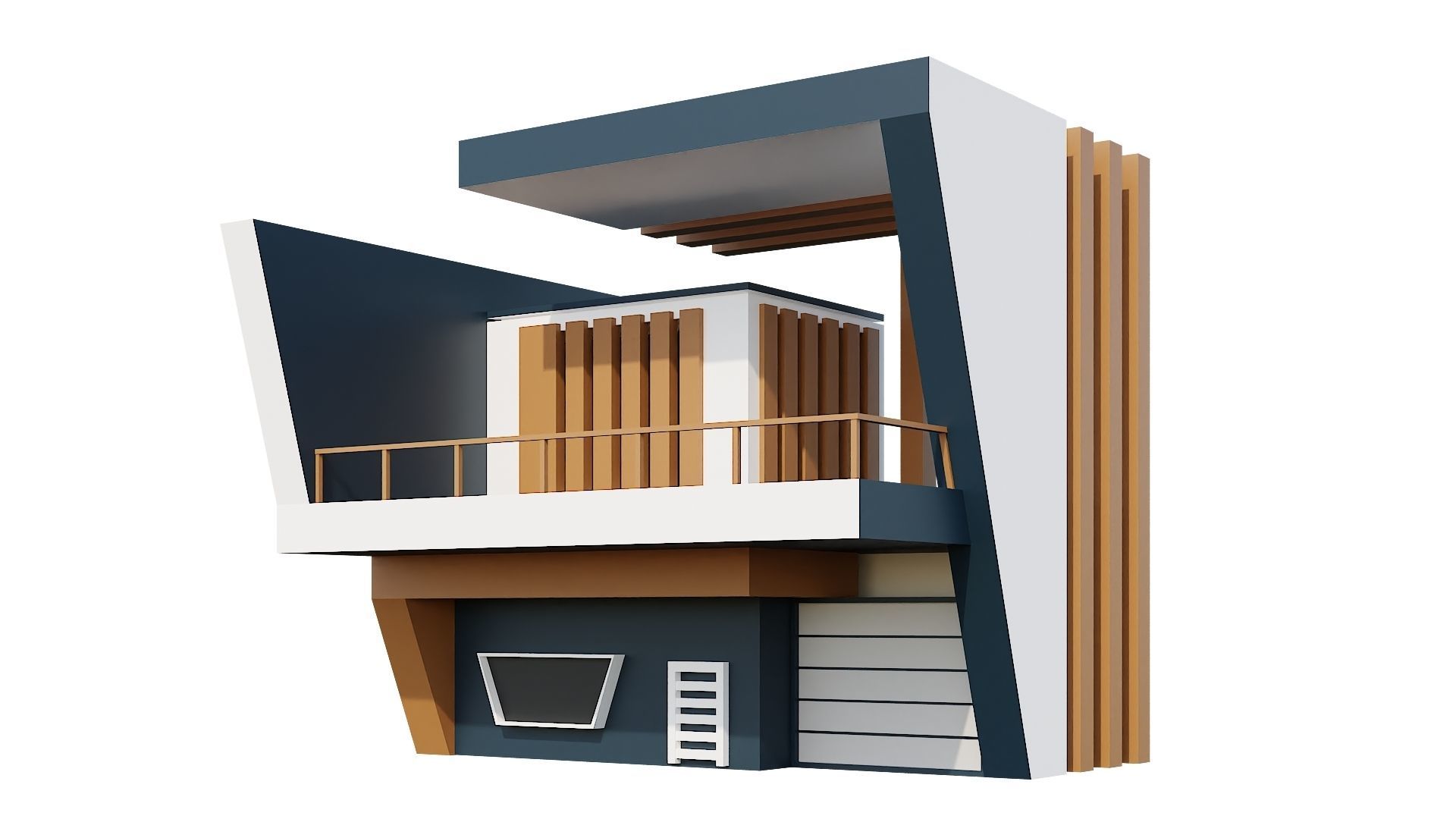 Low-Poly Modern 100 Houses Pack Low-poly 3D model_87