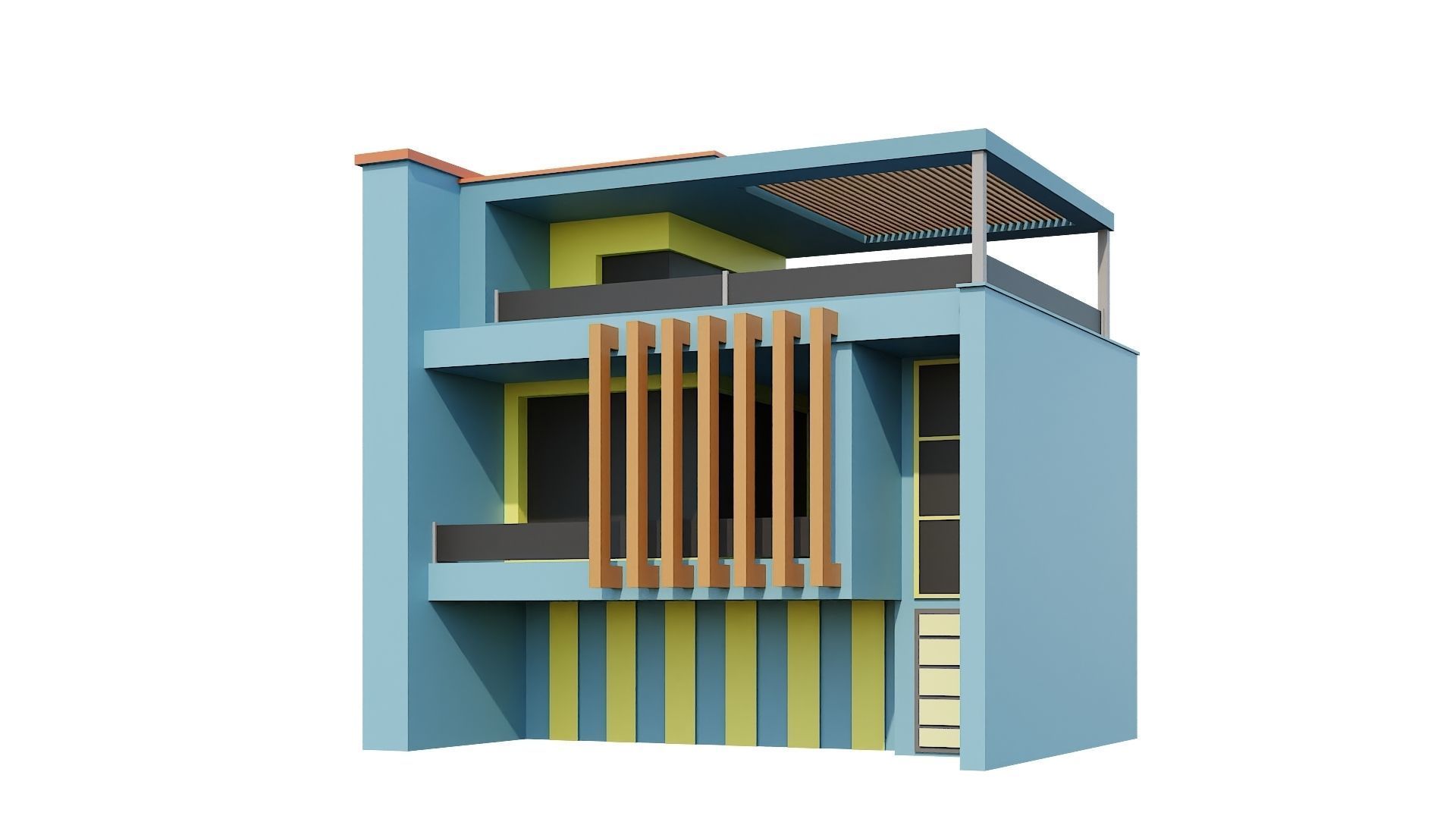 Low-Poly Modern 100 Houses Pack Low-poly 3D model_51