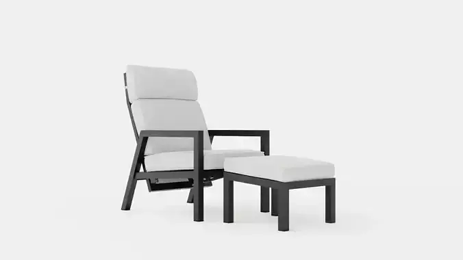 Belfort reclining armchair incl footstool Black